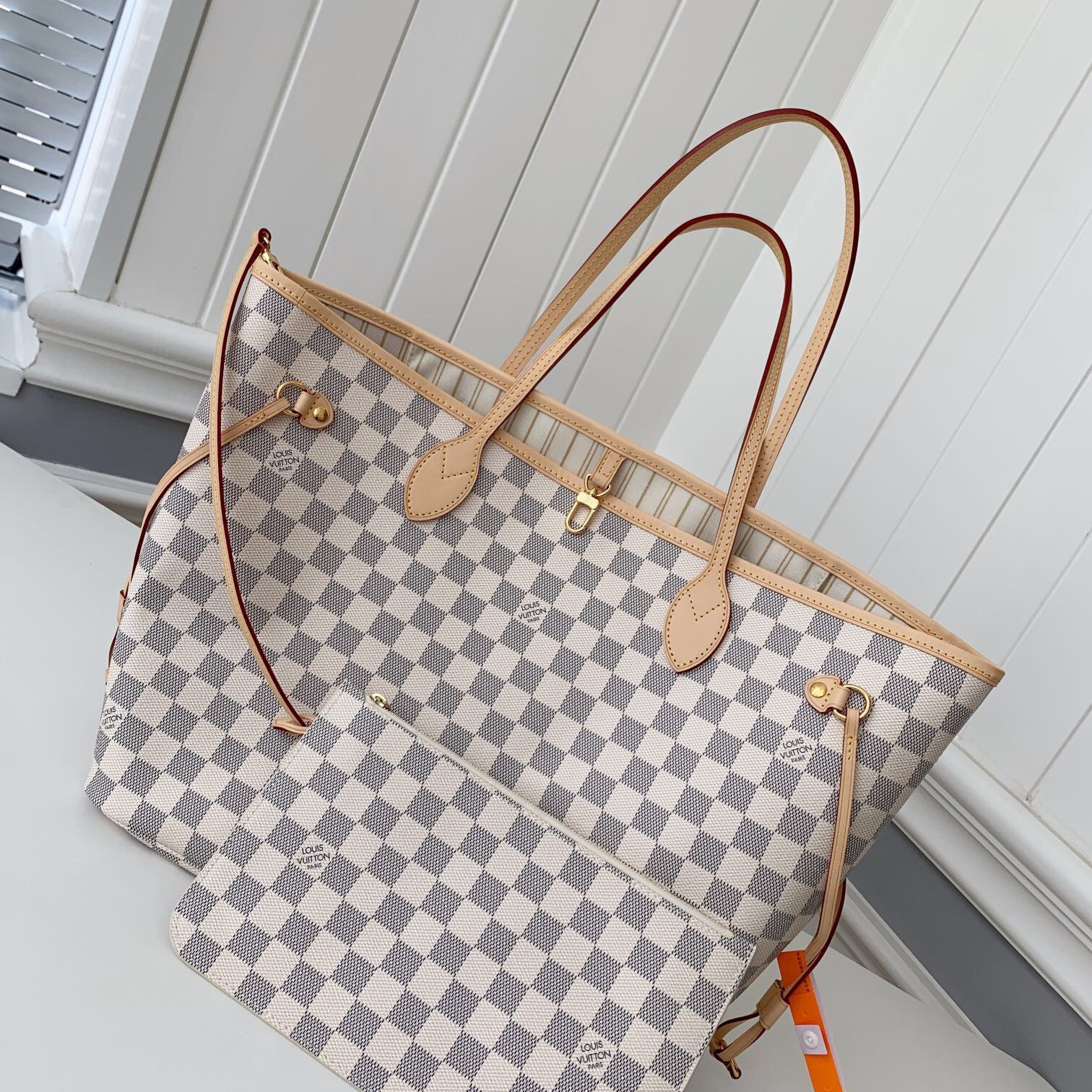Louis Vuitton N41360 Neverfull Women Bags White Size 32*29*17cm