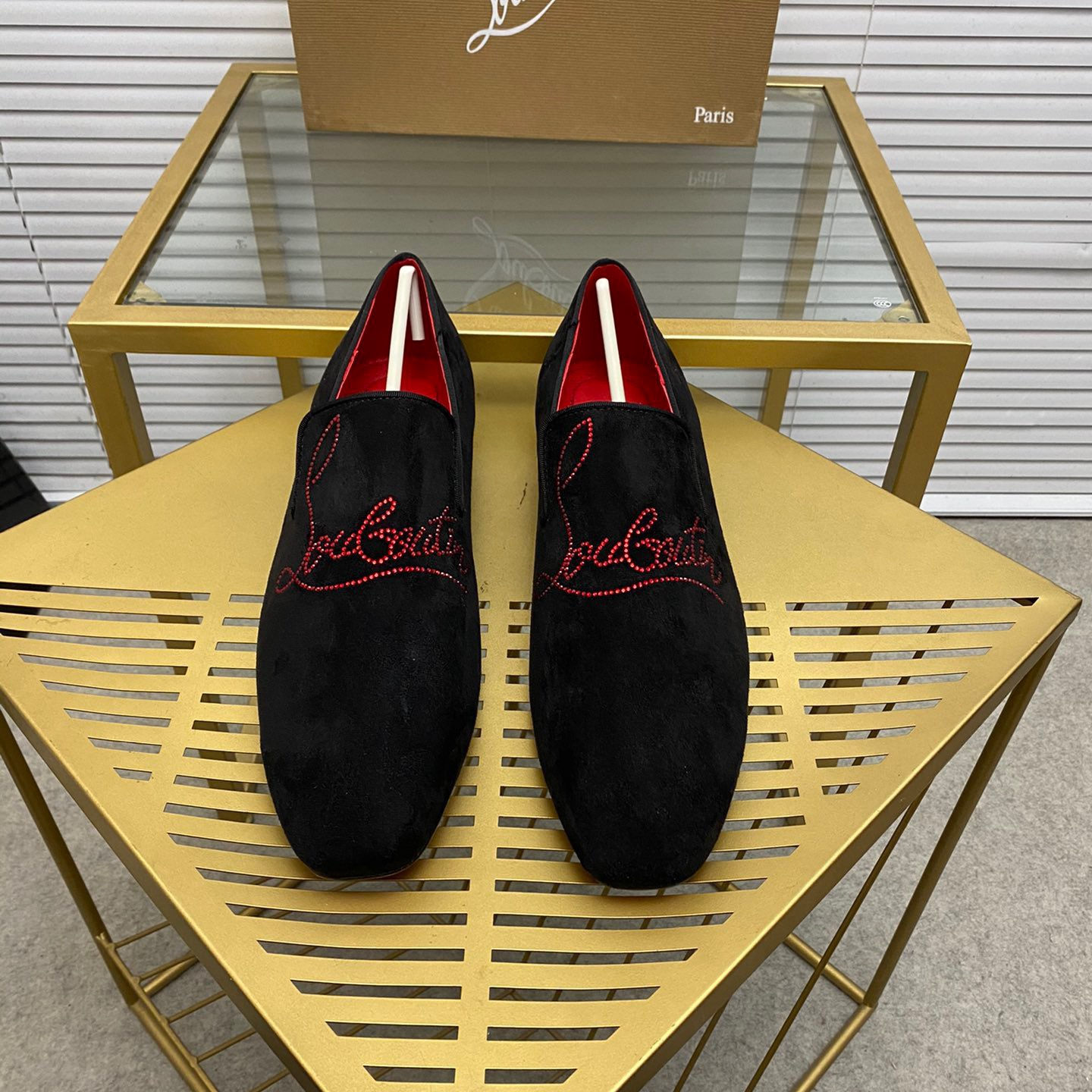 Christian Louboutin Navy Dandelion Strass Loafers Size 39-45