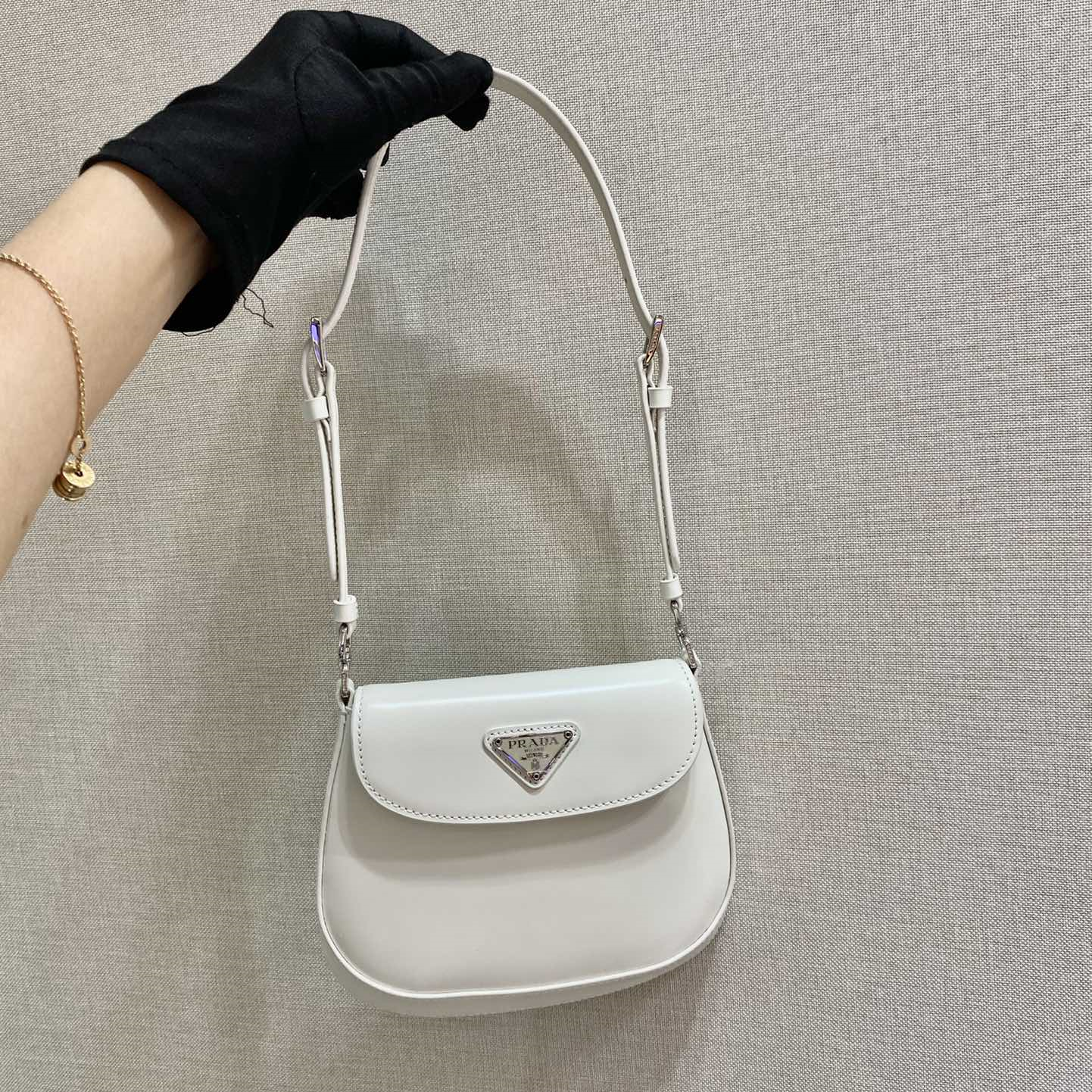 Prada 1BH188 Cleo brushed Leather Women Shoulder Bags Size 17*14.5*3cm