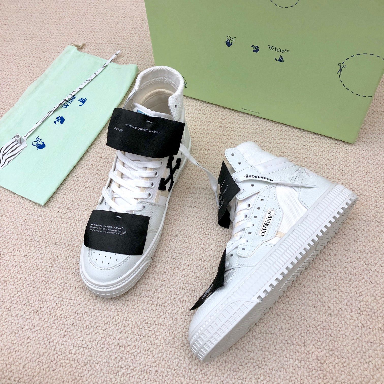 OFF White 2025ss Office Calf Leather Sneaker Size 36-45