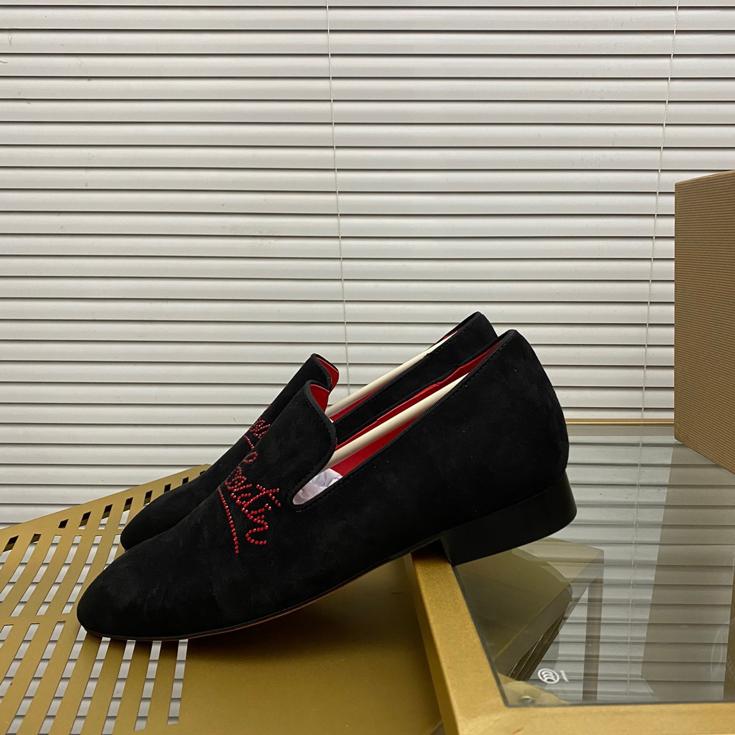 Christian Louboutin Navy Dandelion Strass Loafers Size 39-45