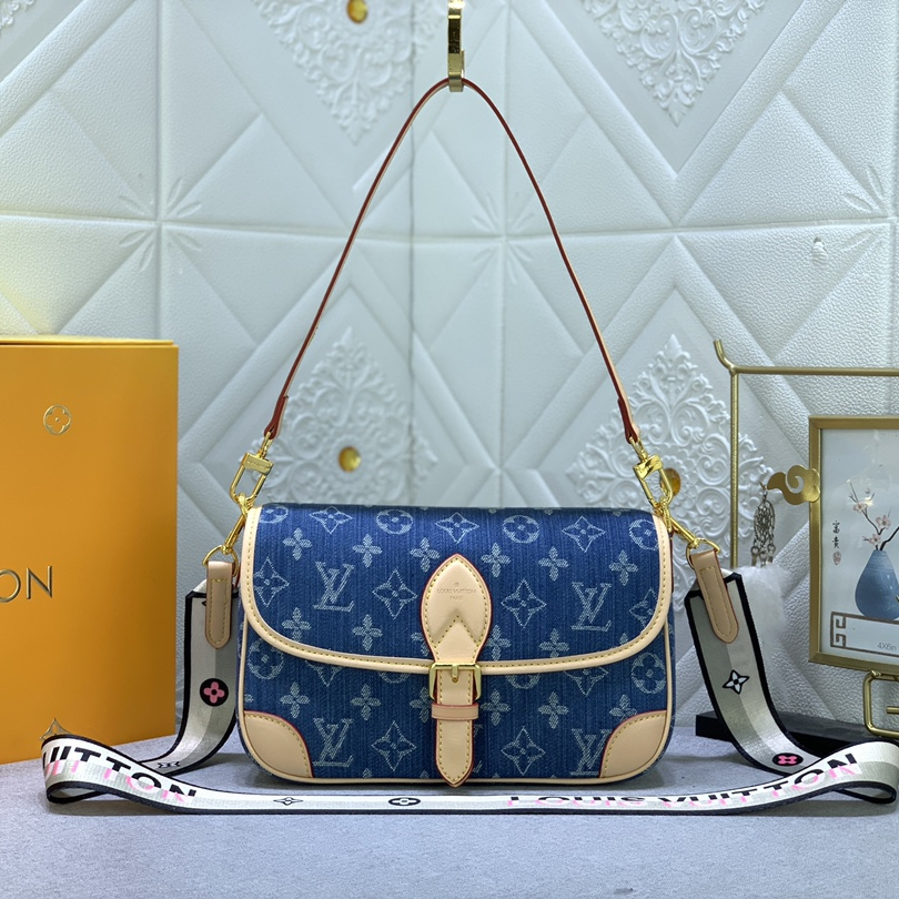 Louis Vuitton M45985 Diane Denim Cowboy Women Shoulder Bags Size 25*9*15cm
