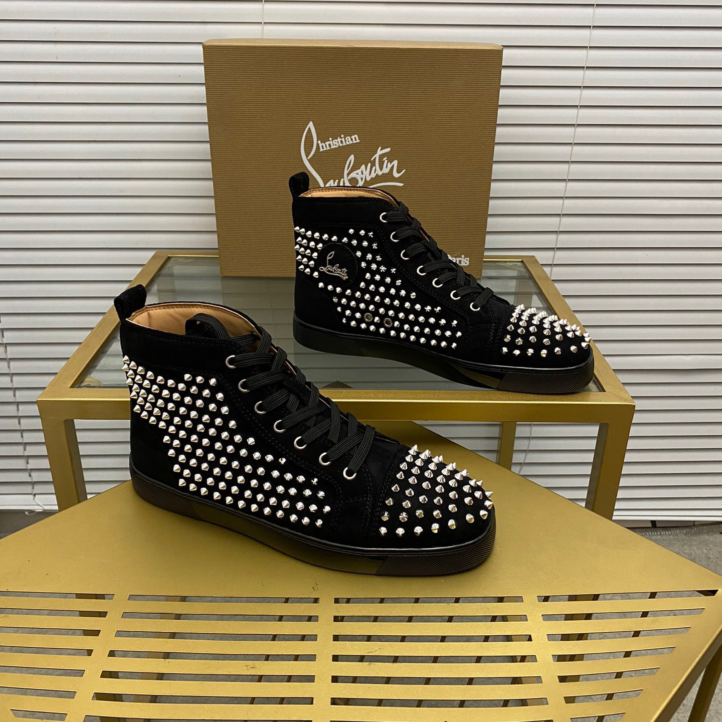 Christian Louboutin Louis Spikes High-Top Sneaker Size 36-46 10-Color