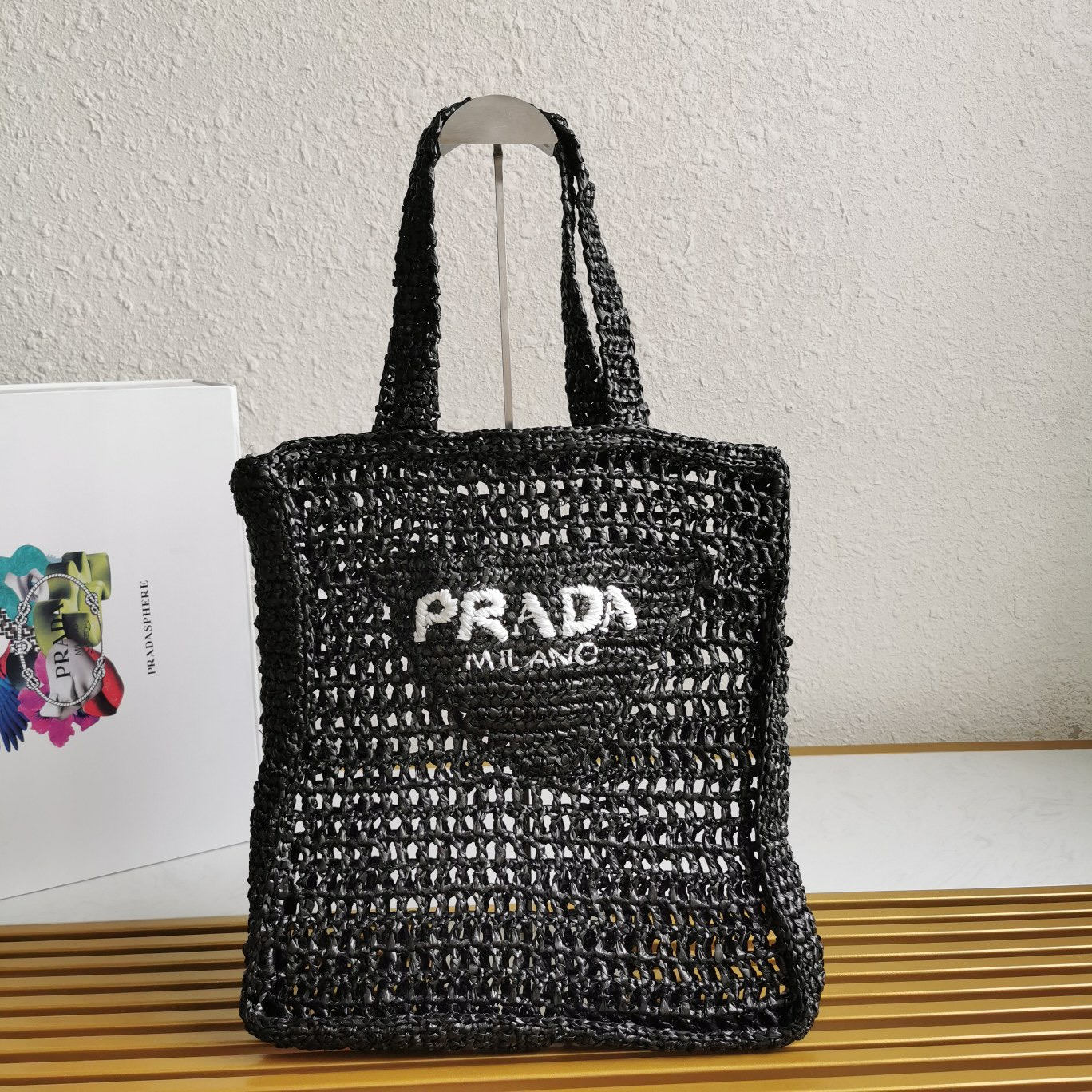 Prada 1BG393 Raffia Tote Shopping Bags Size 36*38*3cm