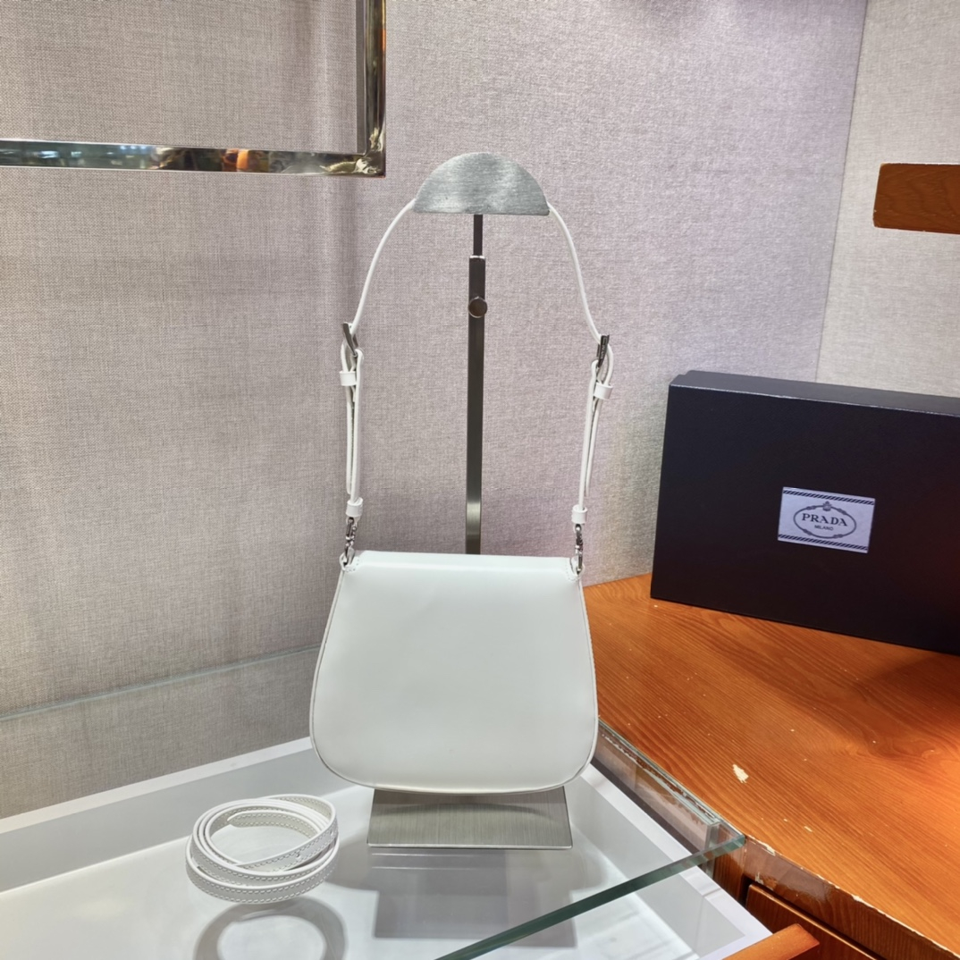 Prada 1BH188 Cleo brushed Leather Women Shoulder Bags Size 17*14.5*3cm