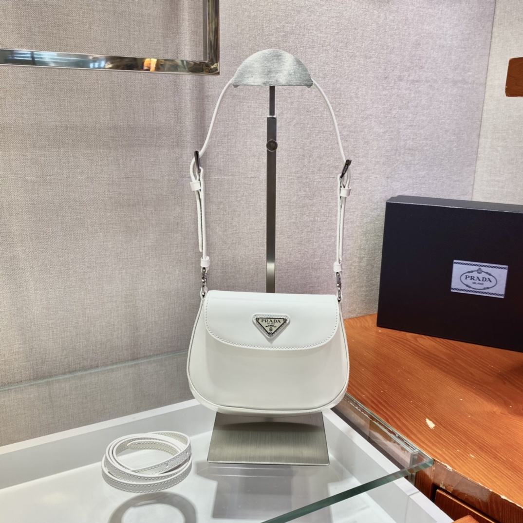 Prada 1BH188 Cleo brushed Leather Women Shoulder Bags Size 17*14.5*3cm