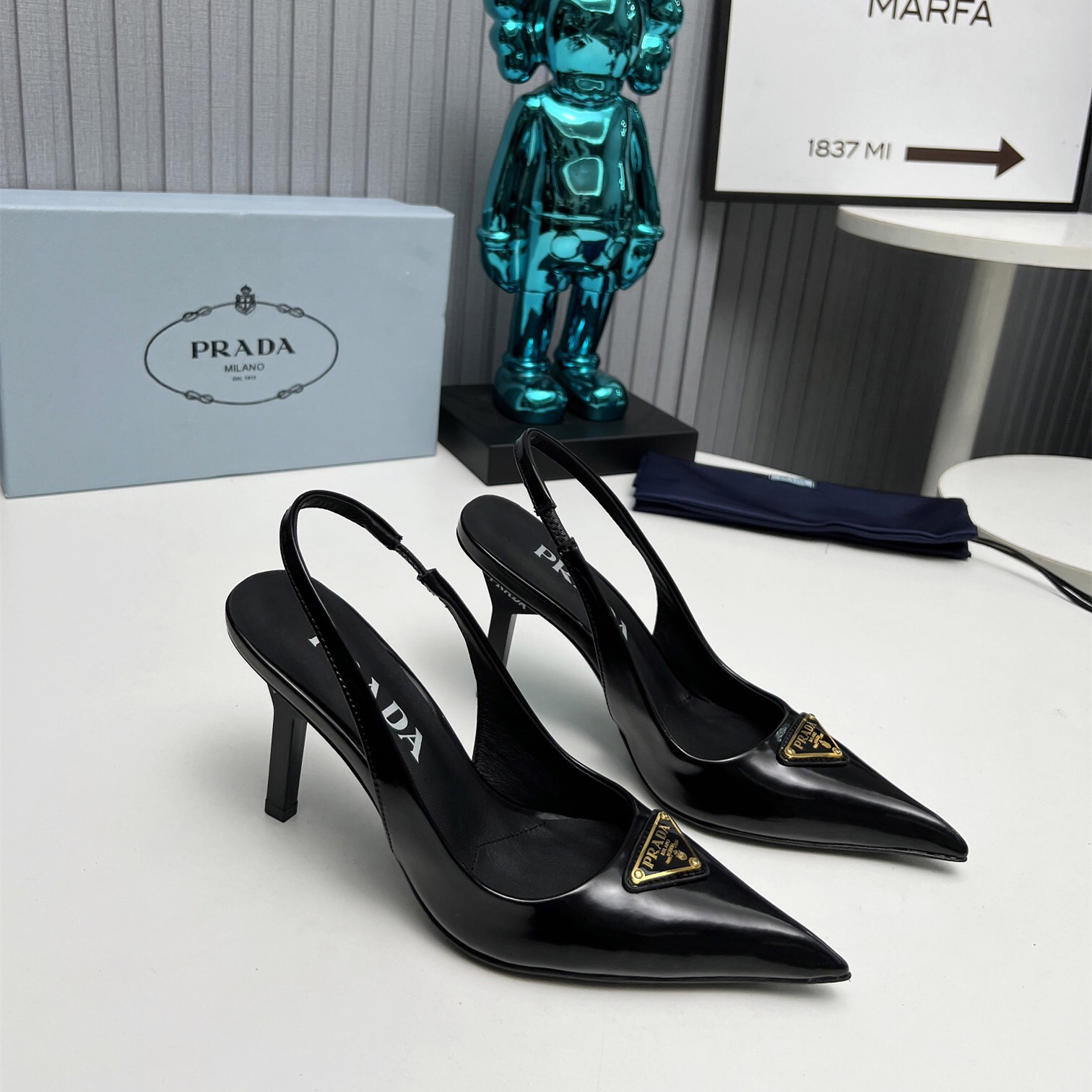 Prada Brushed Leather Slingback Pumps Size 35-41
