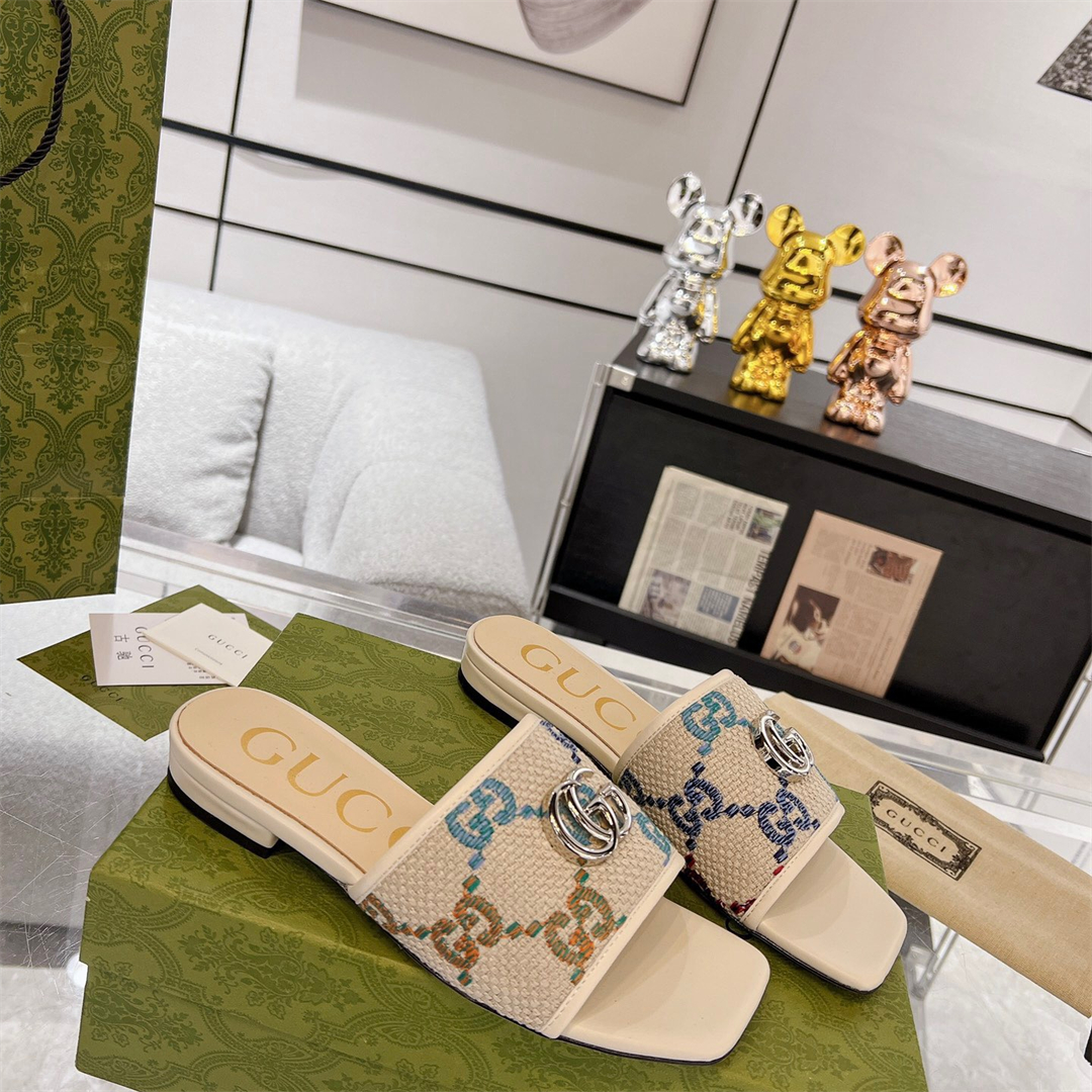 Gucci Slippers with Double G Size 36-41 7-Color