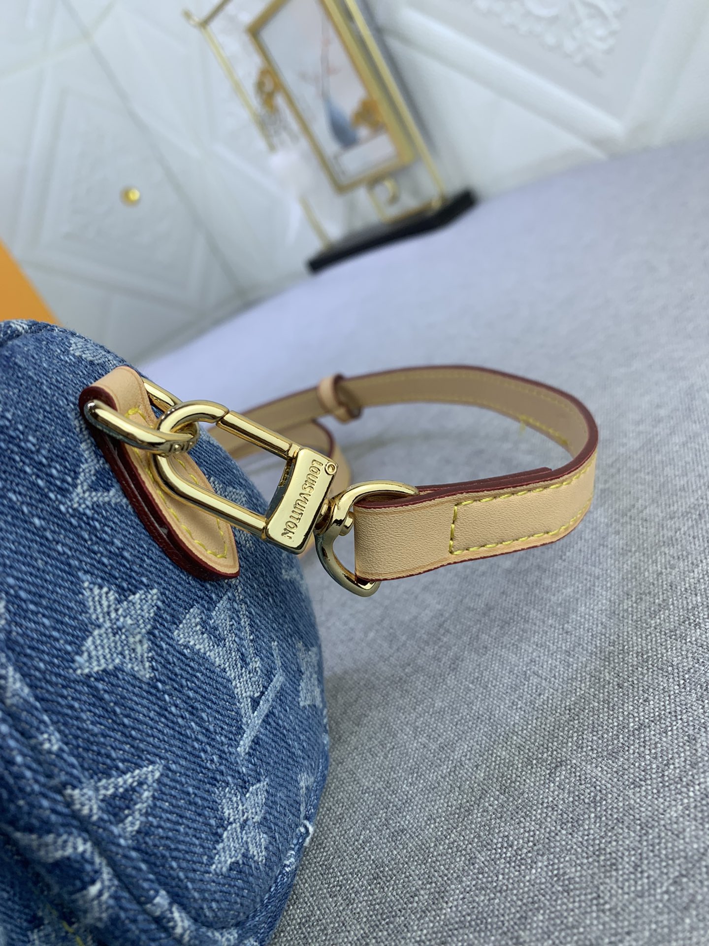 Louis Vuitton M82950 Nano Speedy Denim Cowboy Women Shoulder Bags Size 16*7*10cm