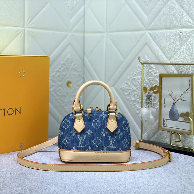 Louis Vuitton M82717 Alma Nano Denim Cowboy Women Shoulder Bags Size 18*12*8cm
