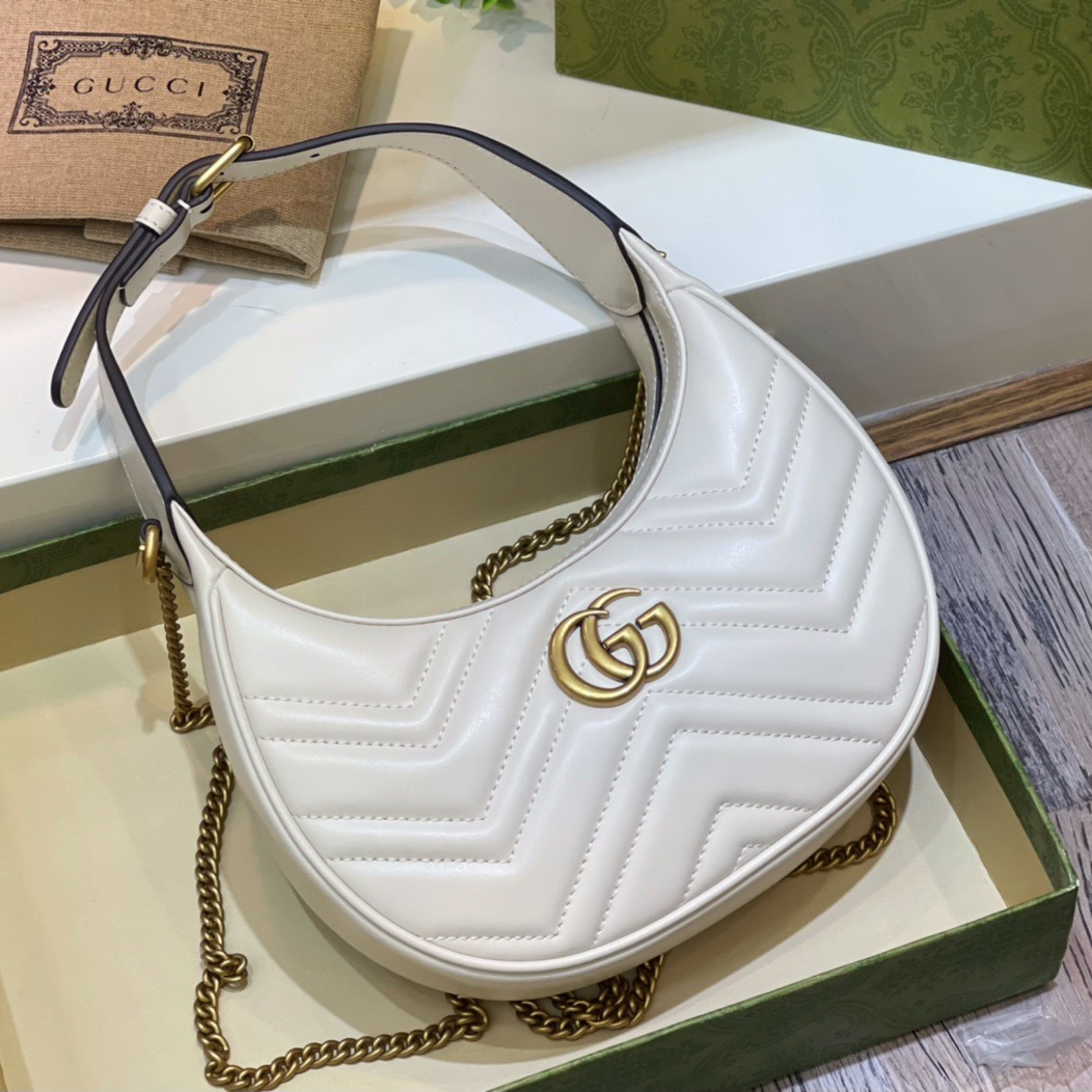 Gucci GG Marmont Half-moon-shaped Women Shoulder Bags Size 21*11*5cm