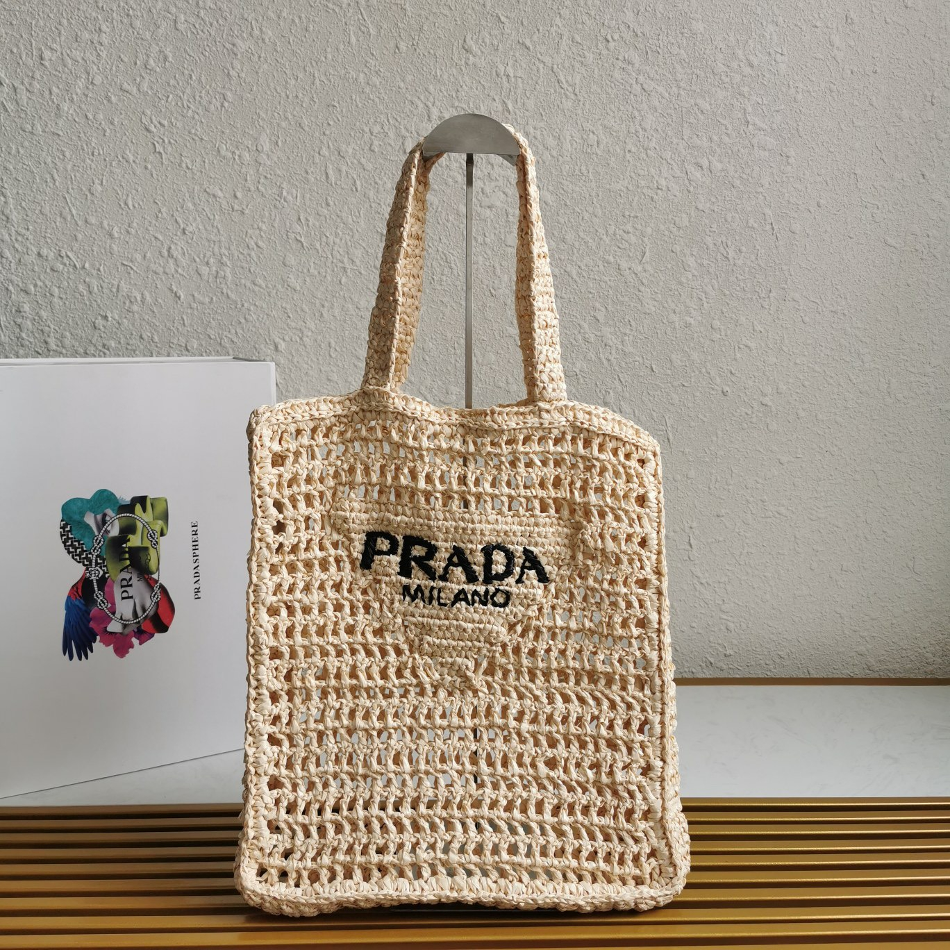 Prada 1BG393 Raffia Tote Shopping Bags Size 36*38*3cm