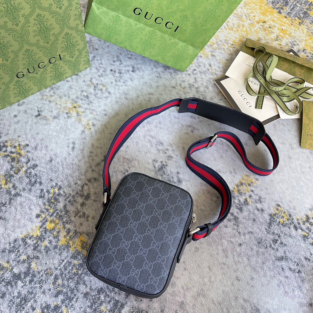 Gucci GG Supreme Black Messenger Mens Shoulder Bags Size 18*14.5*6cm