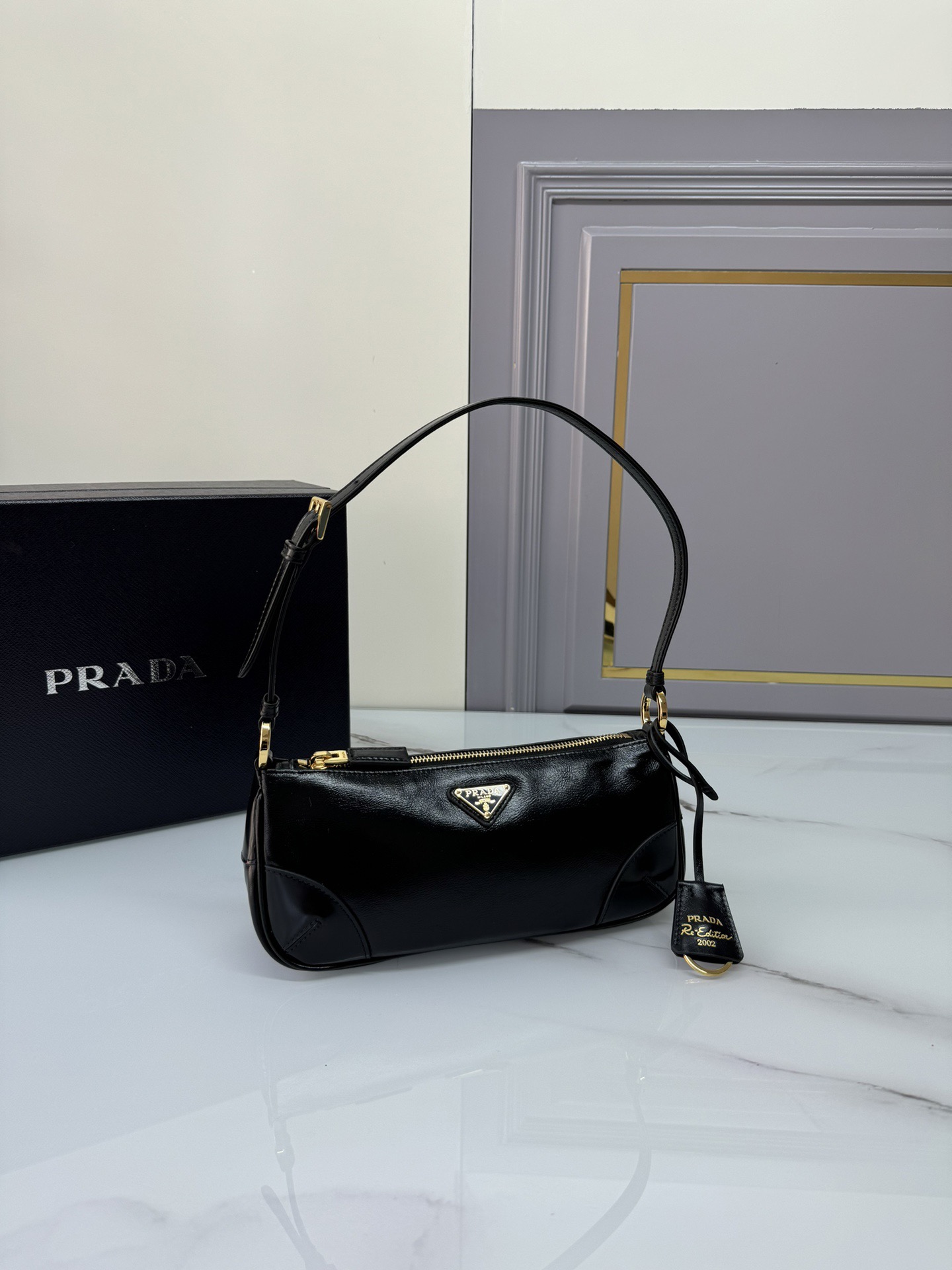 Prada 1BC201 Re-Edition 2002 Small Leather Women Shoulder Bags Size 23.5*10*5cm