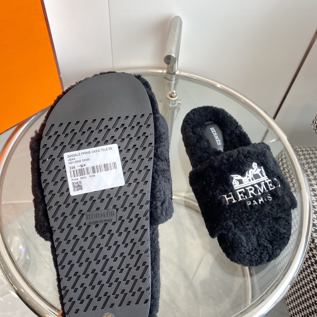 Hermes 23fw Women Winter Slippers Size 36-40
