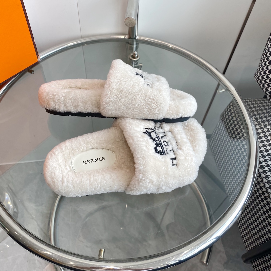 Hermes 23fw Women Winter Slippers Size 36-40