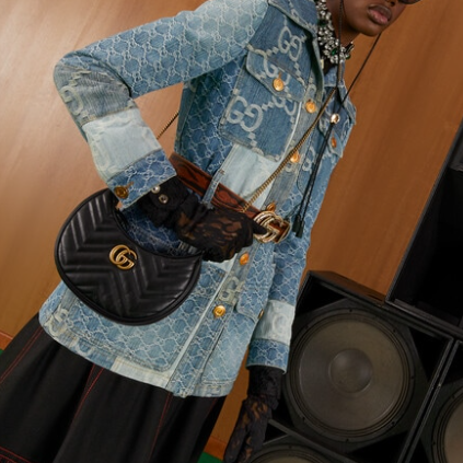 Gucci GG Marmont Half-moon-shaped Women Shoulder Bags Size 21*11*5cm