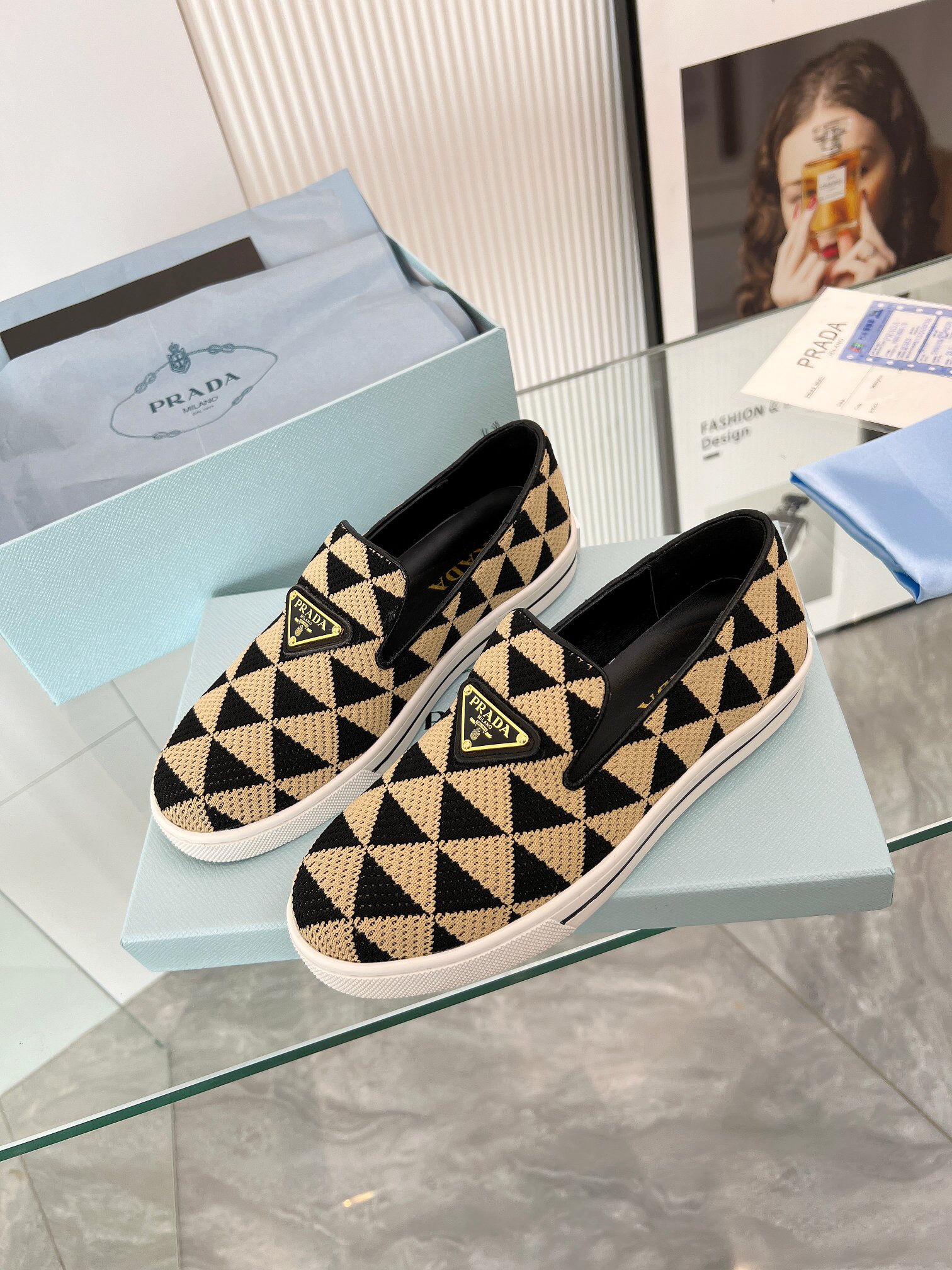 Prada 2024 Women Embroidered fabric slip-on Shoes Loafers Size 36-41