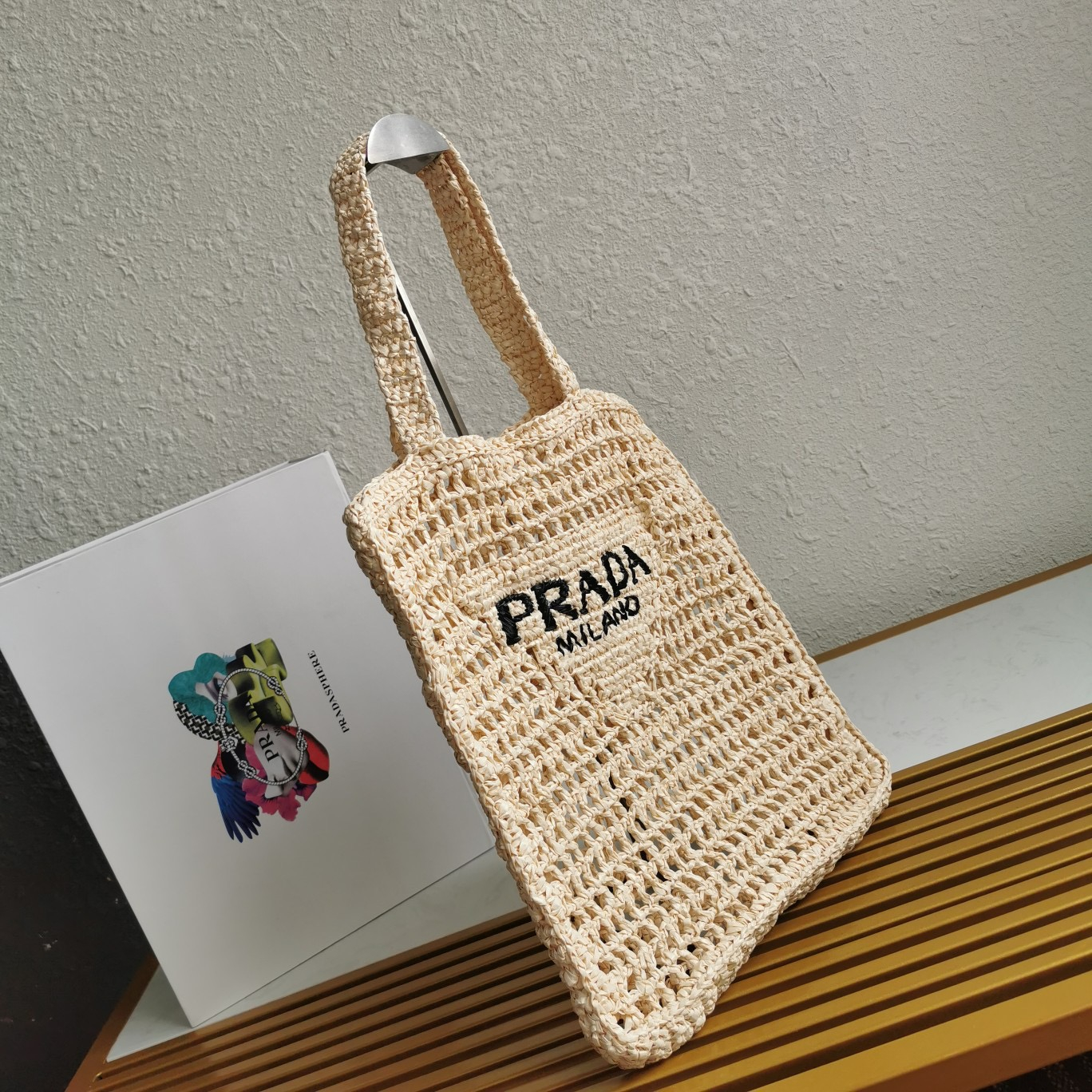 Prada 1BG393 Raffia Tote Shopping Bags Size 36*38*3cm