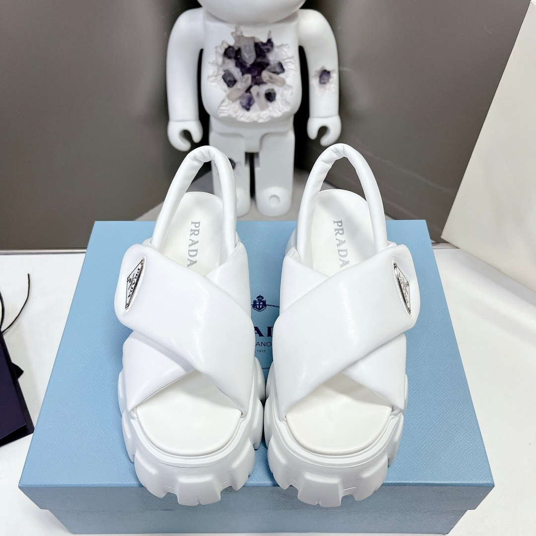 Prada Monolith Padded Leather Sandale Größe 35-41 2-Color