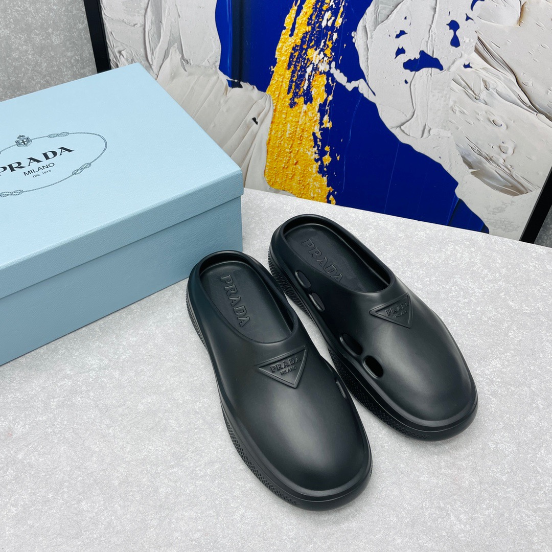 Prada Foam Rubber Slippers Size 35-45 Black/White