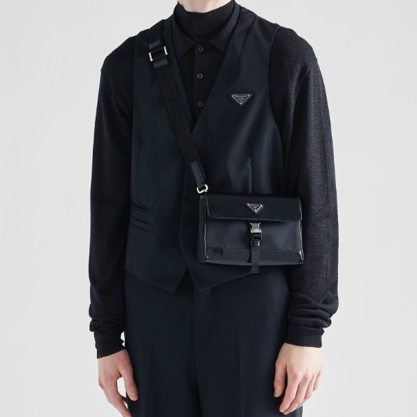 Prada 2VD044 Re-Nylon and Leather Mens Shoulder Bags Size 20*15.5*4cm