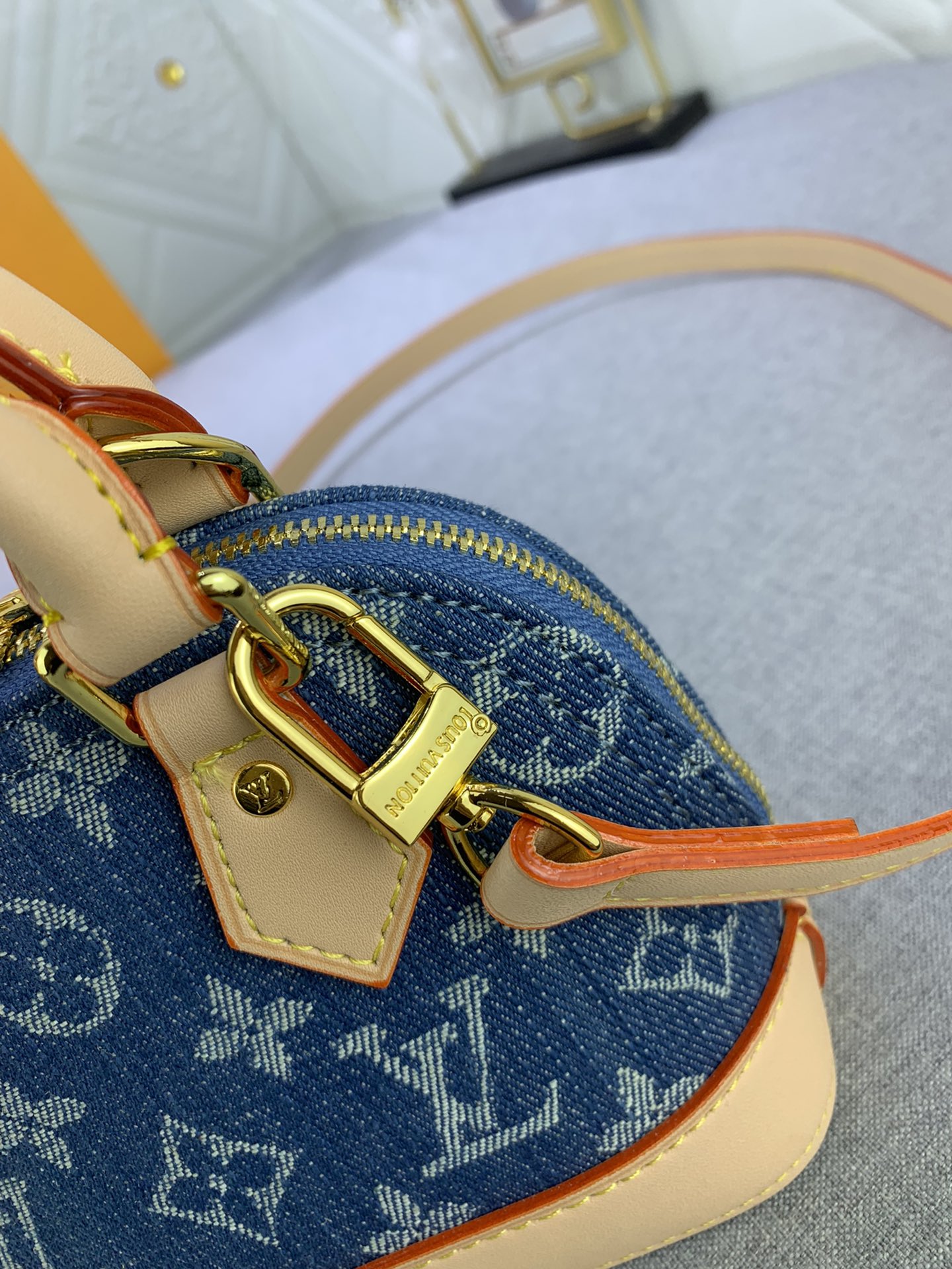 Louis Vuitton M82717 Alma Nano Denim Cowboy Women Shoulder Bags Size 18*12*8cm