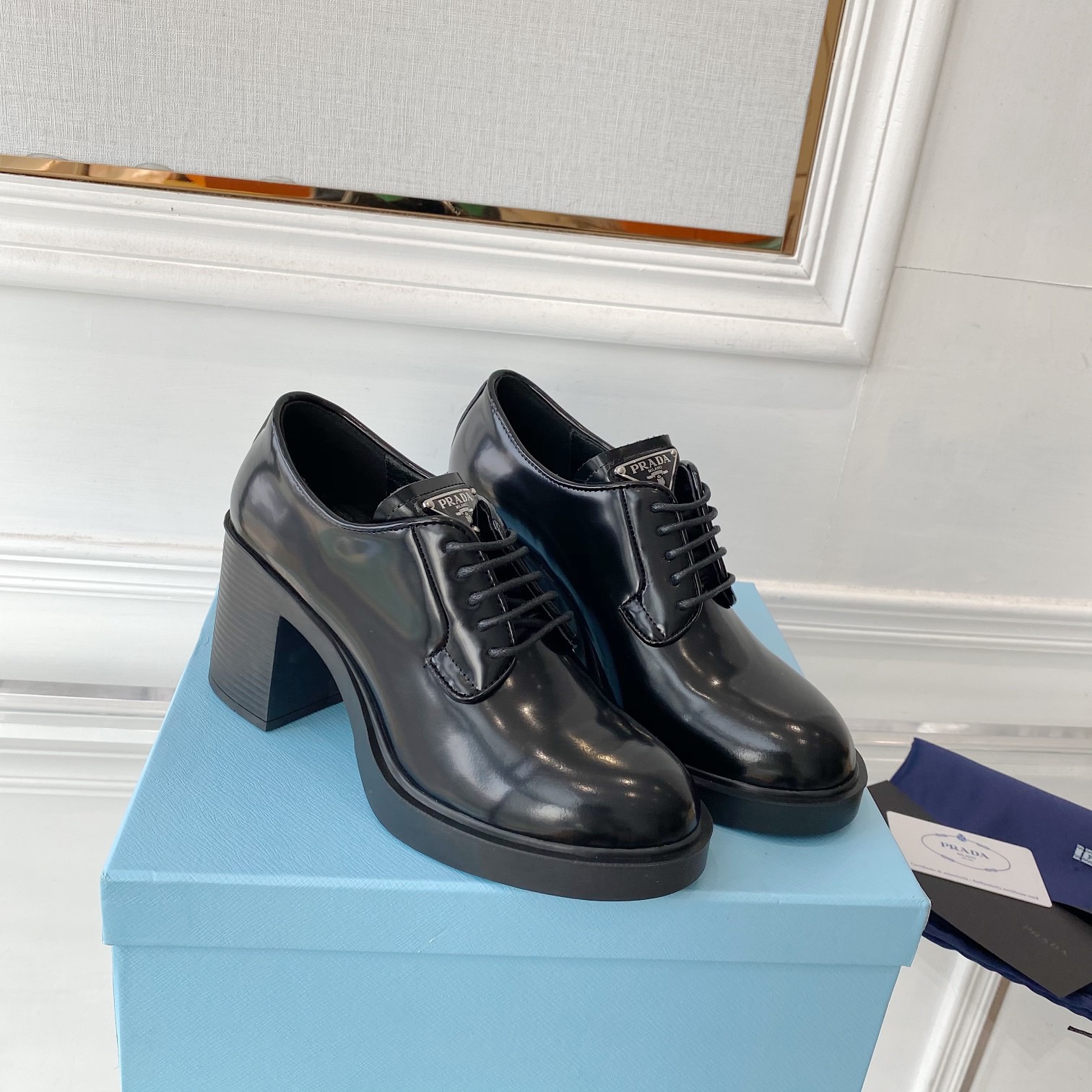 Prada Chocolate High-heeled Loafers Size 35-40   3-Color