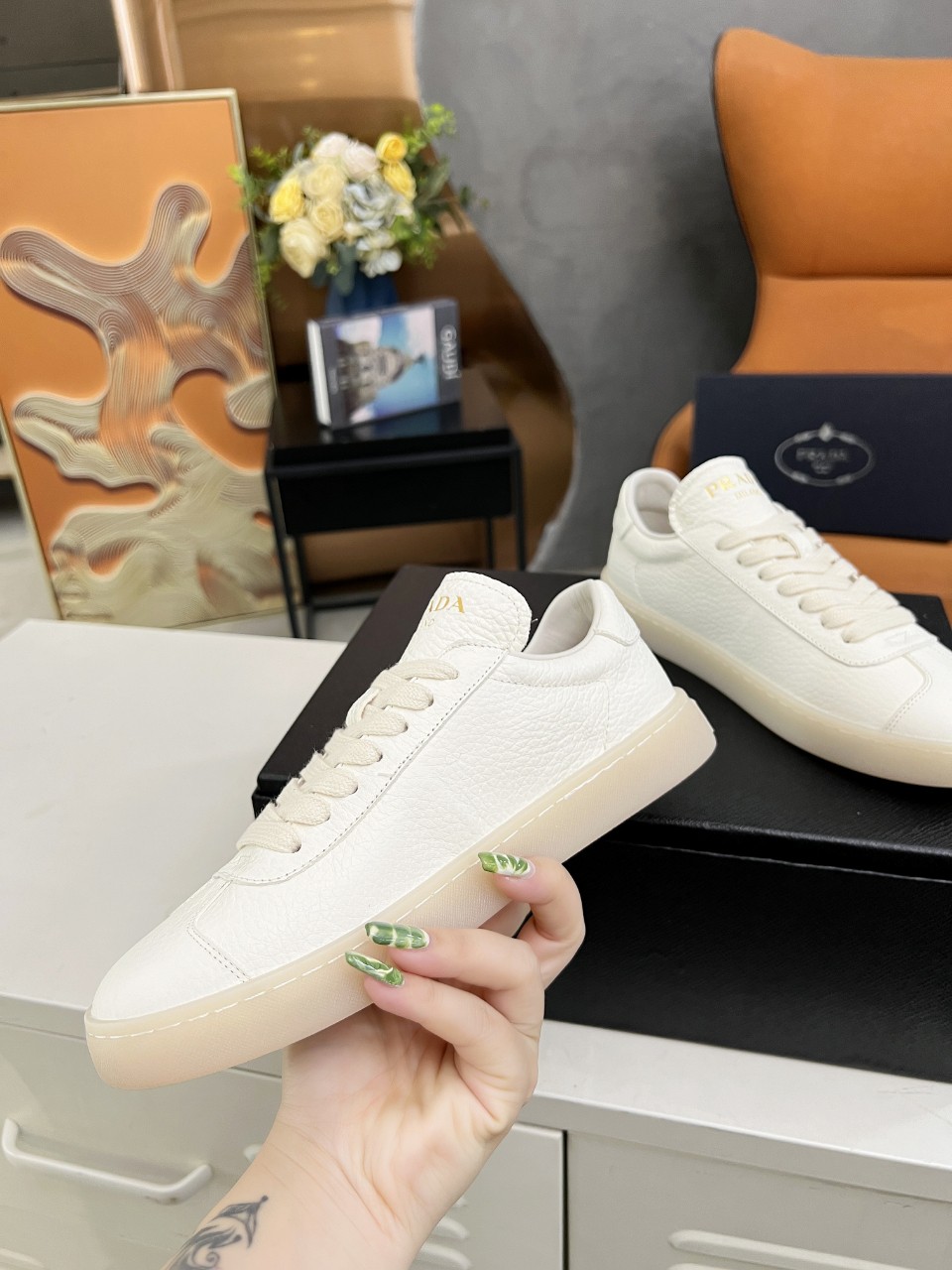Prada Lane Deer Leather Sneakers Size 36-45
