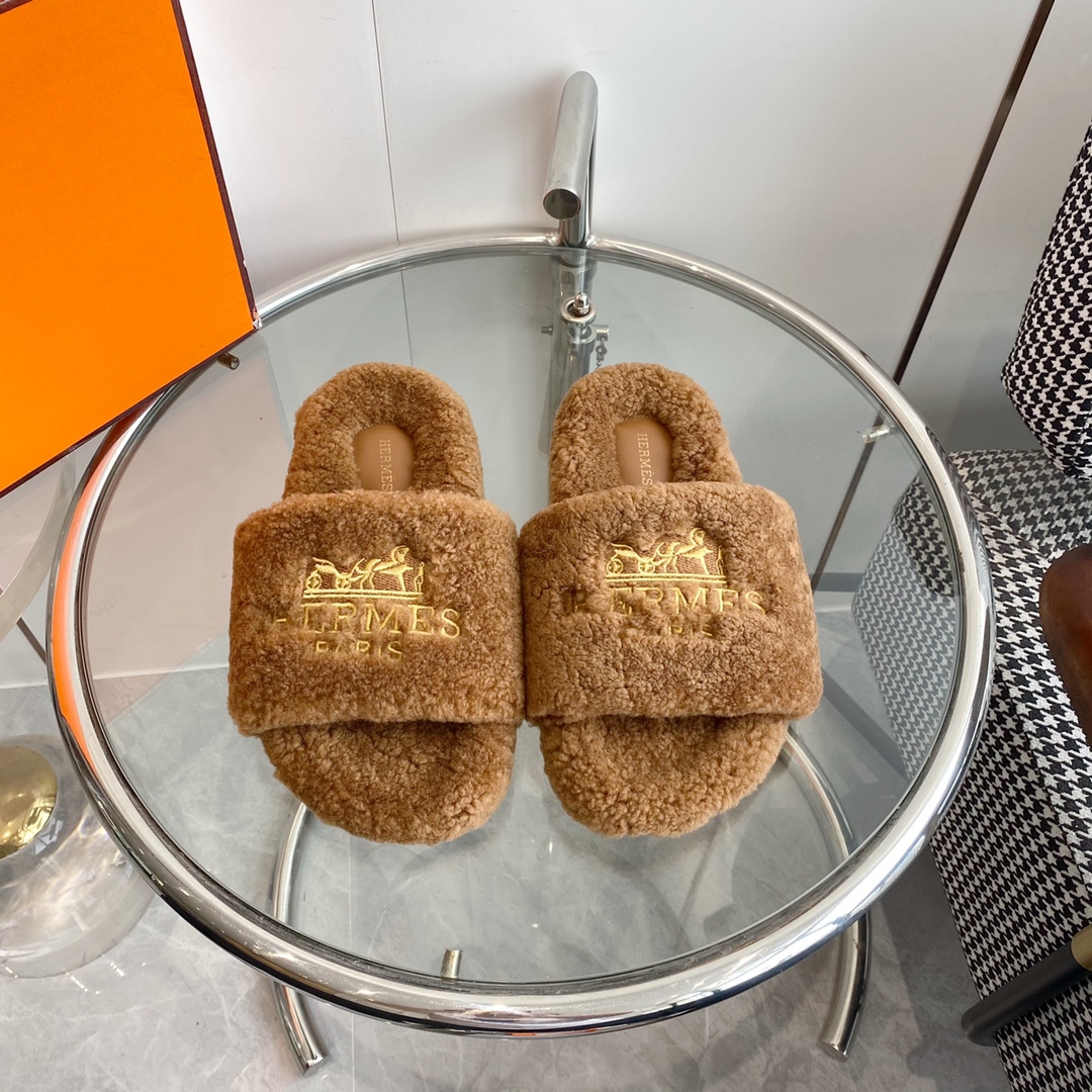 Hermes 23fw Women Winter Slippers Size 36-40