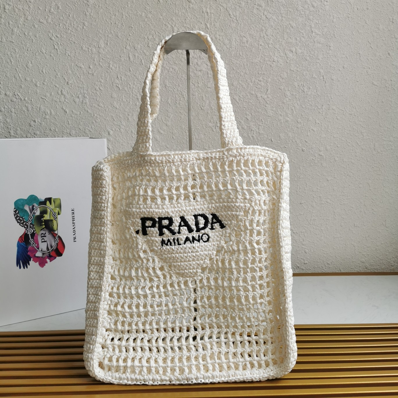 Prada 1BG393 Raffia Tote Shopping Bags Size 36*38*3cm