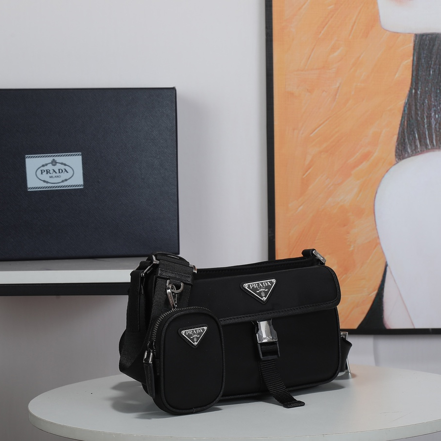 Prada 2VH133 Re-Nylon and Saffiano Leather Mens Shoulder Bags Size 22*16*5cm