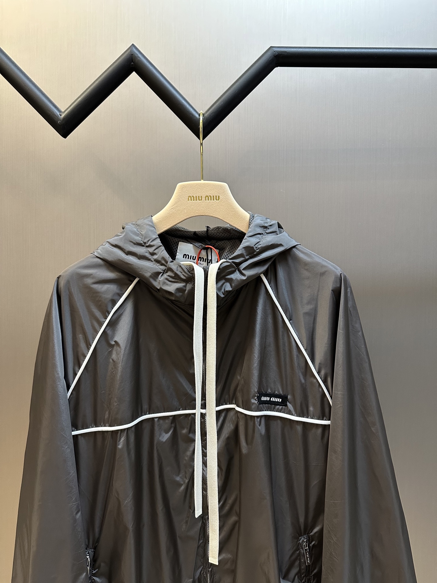 MiuMiu Nylon Zipper Hooded Jacket Size S-XL