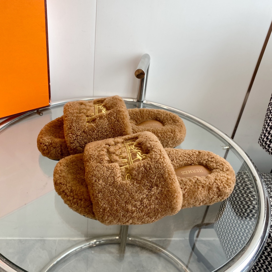 Hermes 23fw Women Winter Slippers Size 36-40