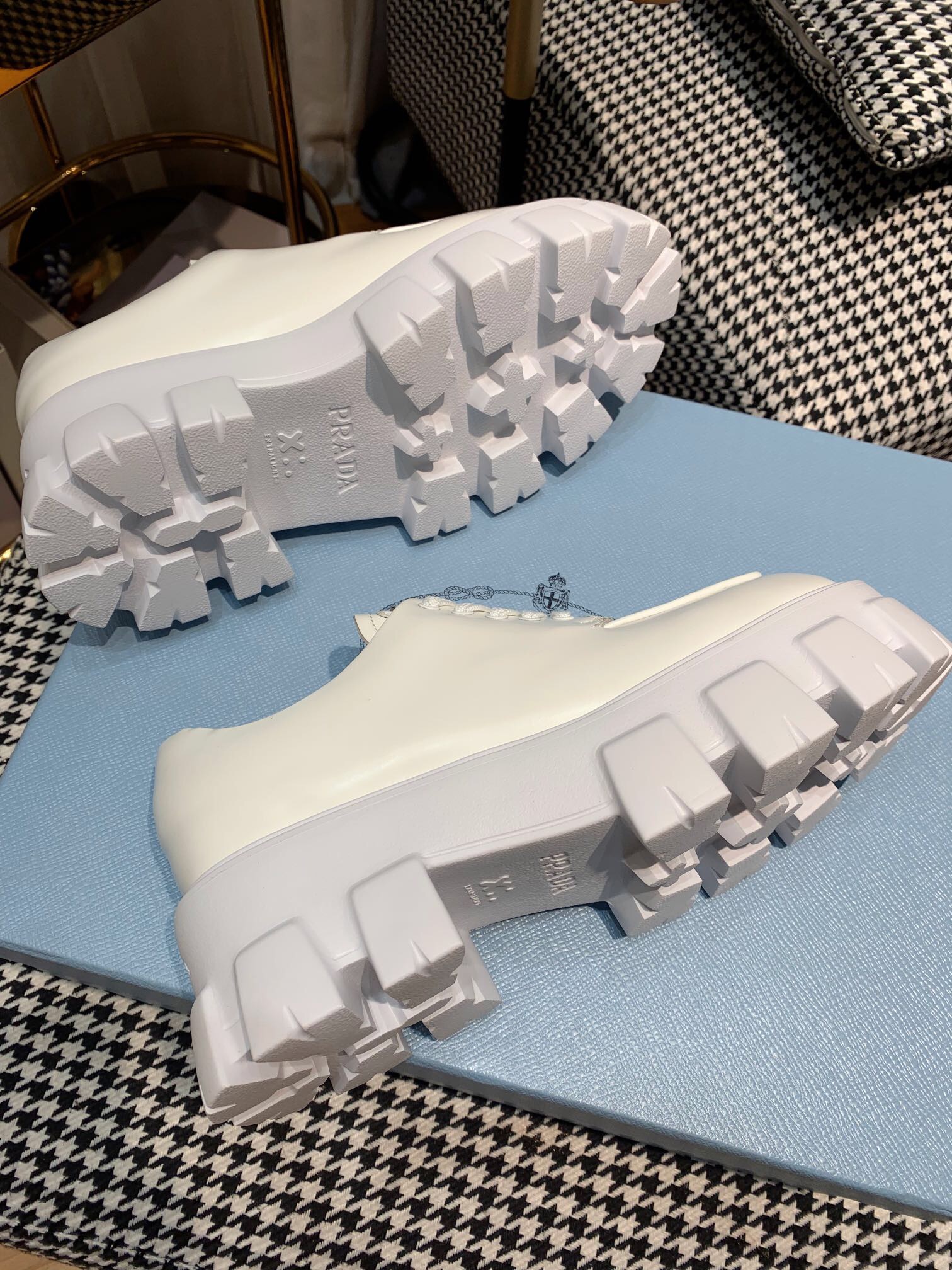 Prada Monolith brushed leather lace-up Shoes Loafers Size 36-41