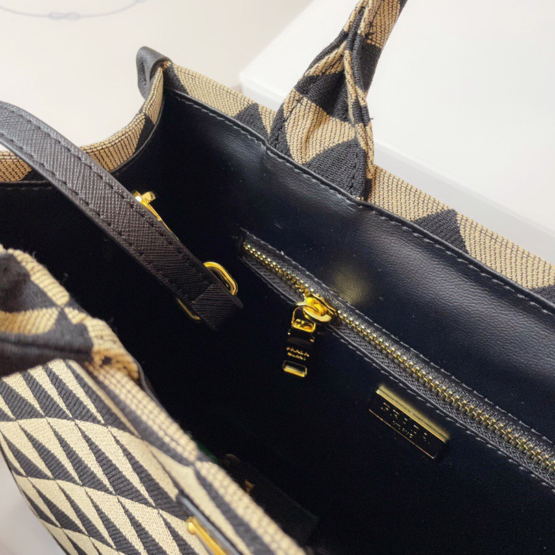 Prada 1BA354 Symbole Embroidered Fabric Shopping Bags Size 28*22*9cm