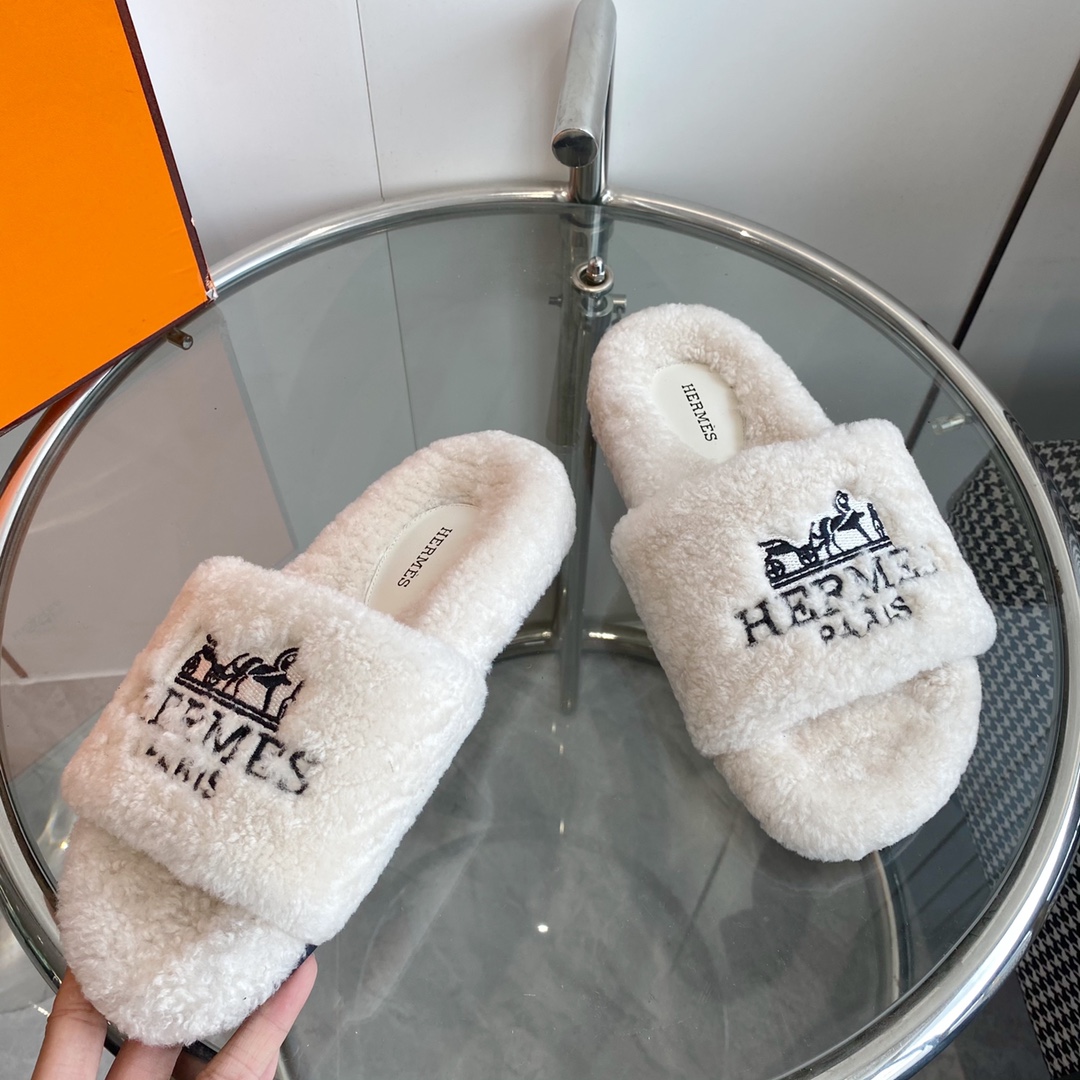 Hermes 23fw Women Winter Slippers Size 36-40