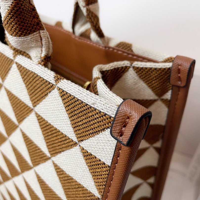 Prada 1BA354 Symbole Embroidered Fabric Shopping Bags Size 28*22*9cm