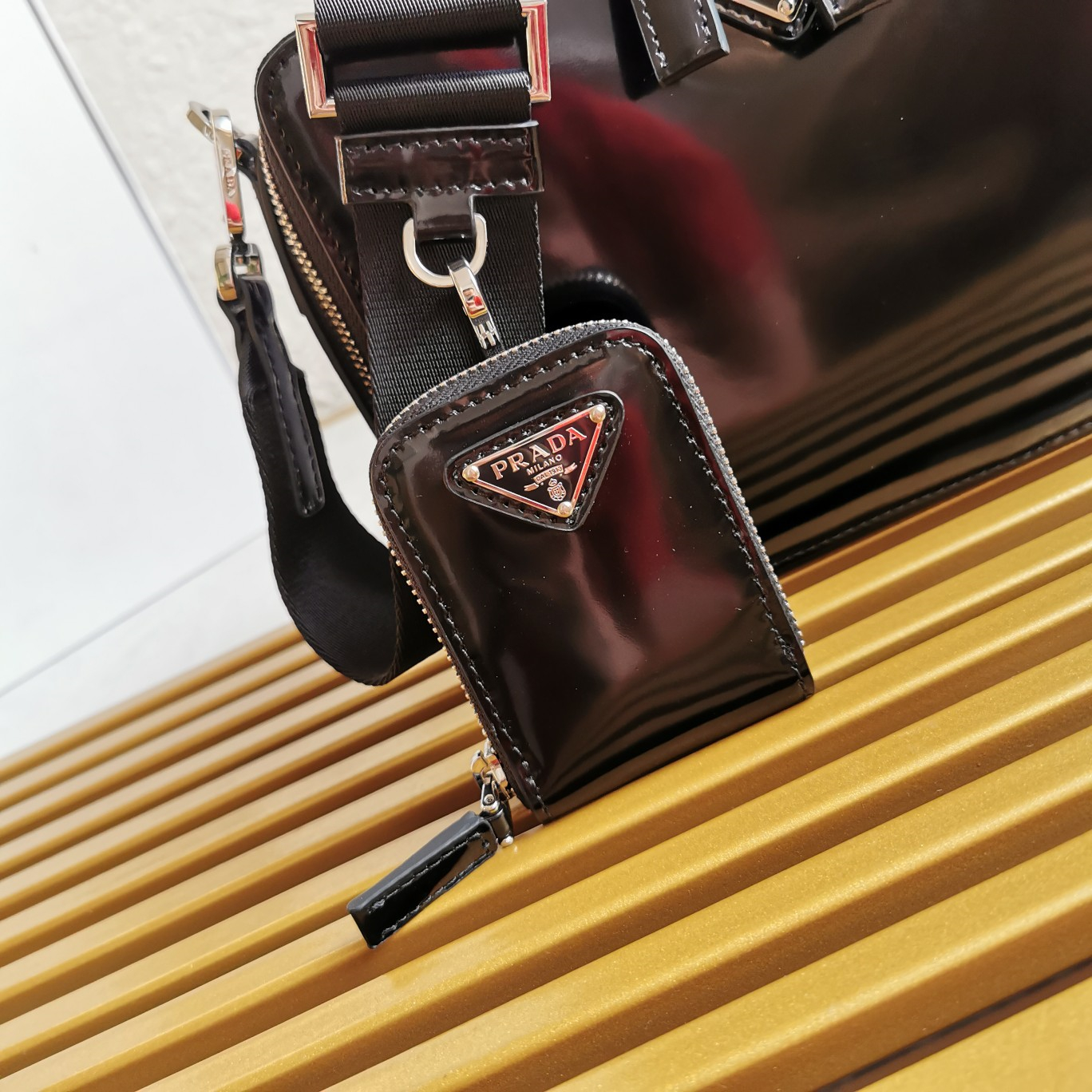 Prada 2VH069 Brique Leather Mens Shoulder Bags Size 22*16*6cm