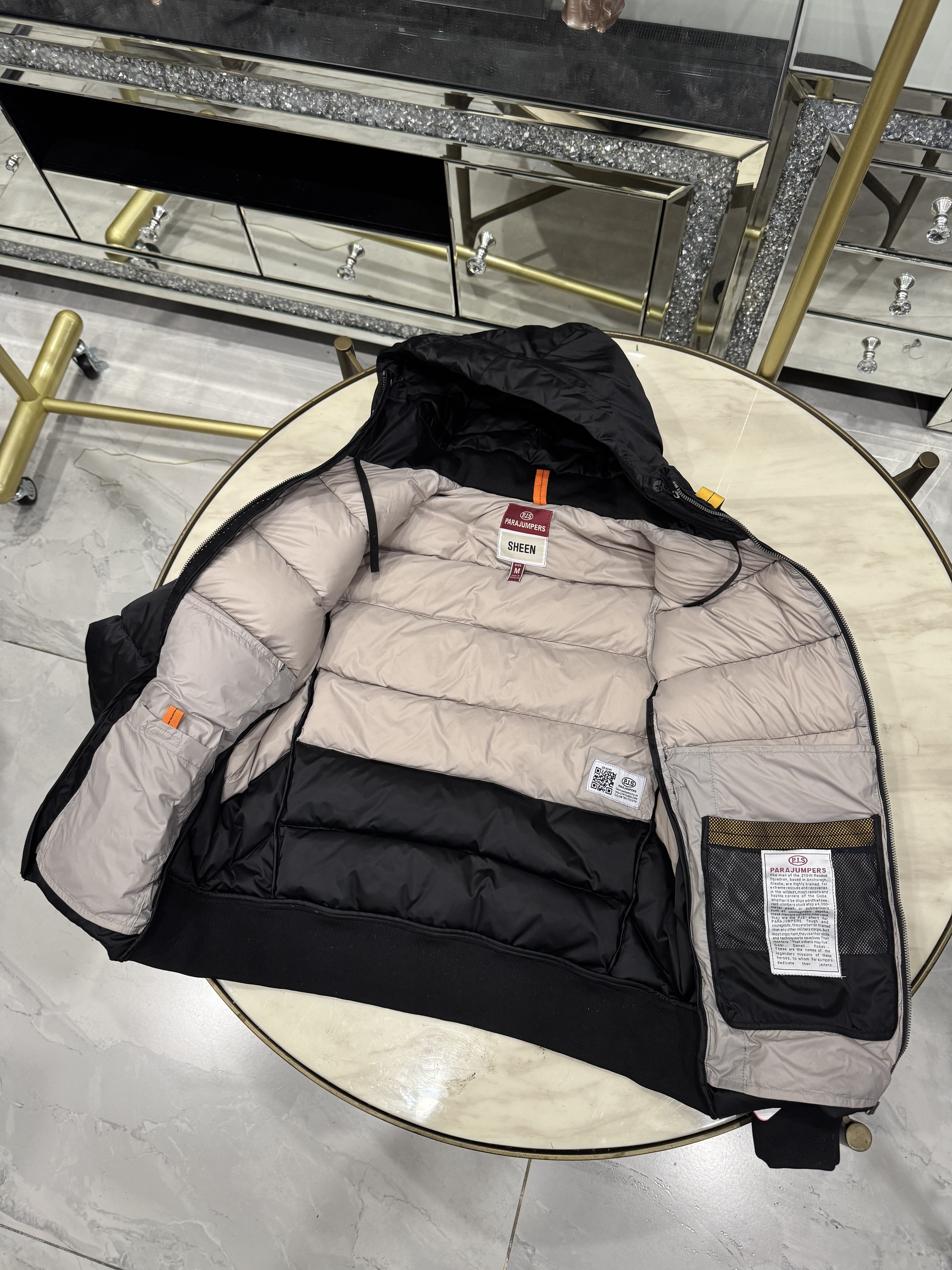 ParaJumpers Pharrell Mens Puffer Hooded Bomber Down Jacket Size S-2XL