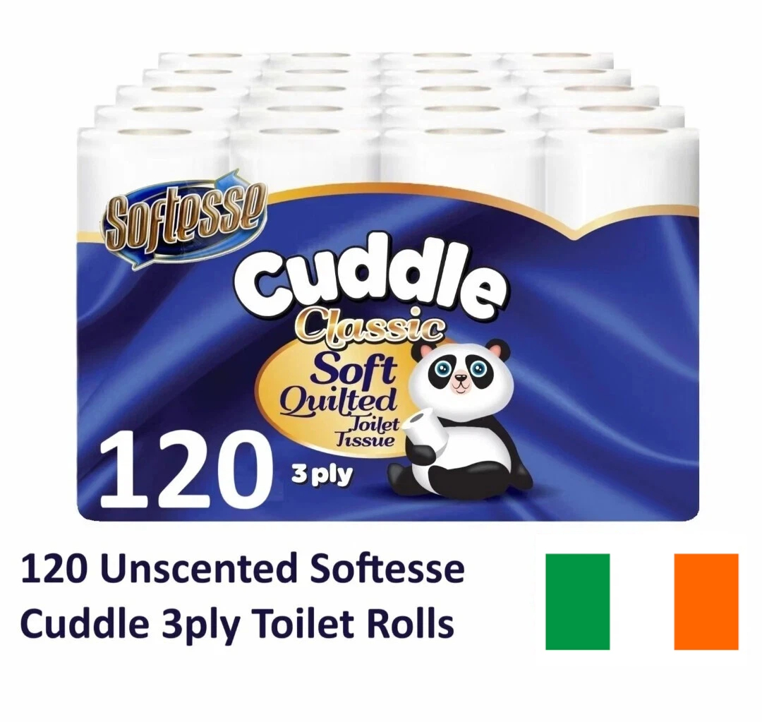 120 rolls of Softesse Cuddle Unscented Soft Quilted Triple Ply Toilet Paper (10 x 12 packs) Classic Soft Blue