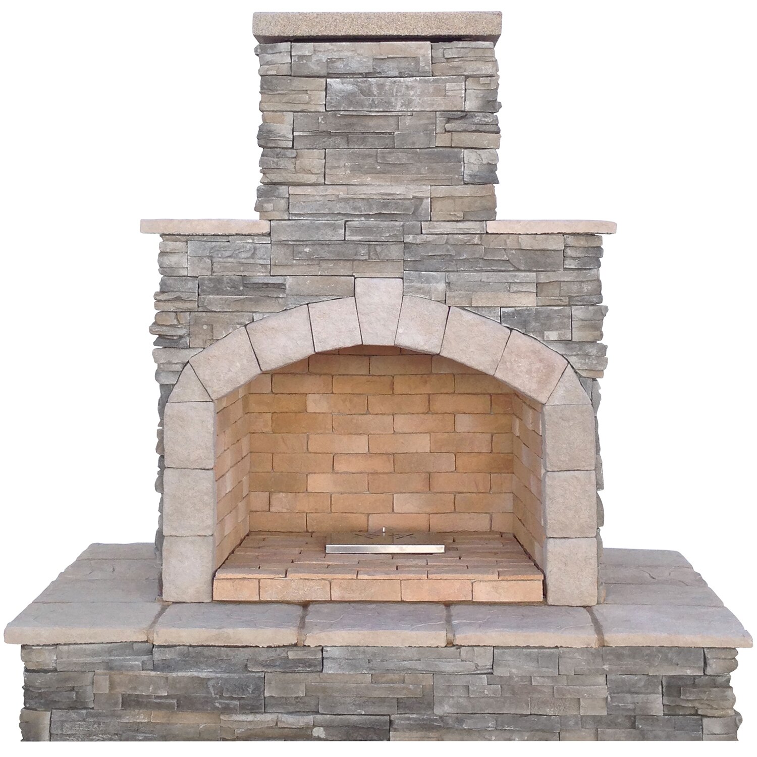 【Sports&Outdoors】82'' H Stone Veneer Outdoor Fireplace
