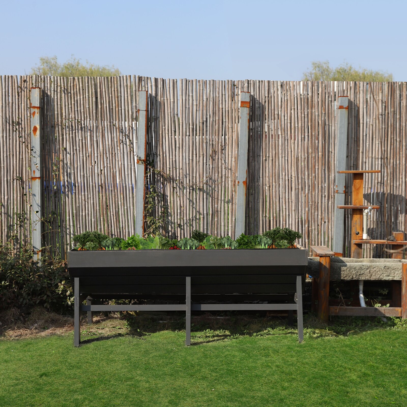 【Home&Garden】Longley Guarani Wood Elevated Planter