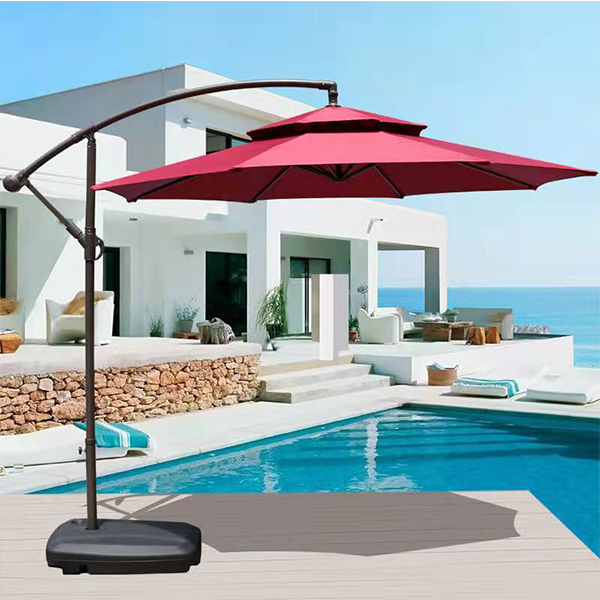 【Home&Garden】Patio Umbrella, 9Ft Cantilever Outdoor Terrace Hanging Umbrella, Stylish Double Top