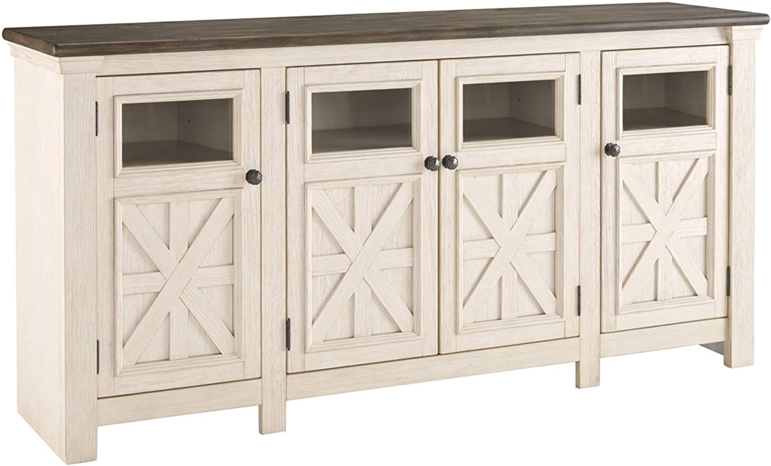 Signature Design by Ashley Bolanburg Two Tone Farmhouse TV Stand, Fits TVs up to 72
