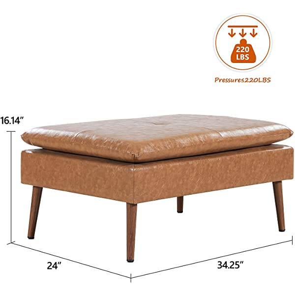 Vonanda Faux Leather Sofa Couch, Modern Tufted 3-Seater Sofa with Clean Lines and Upholstered Artificial Leather for Compact Living Space, Chestnut Brown 3-seater sofa Chestnut Brown