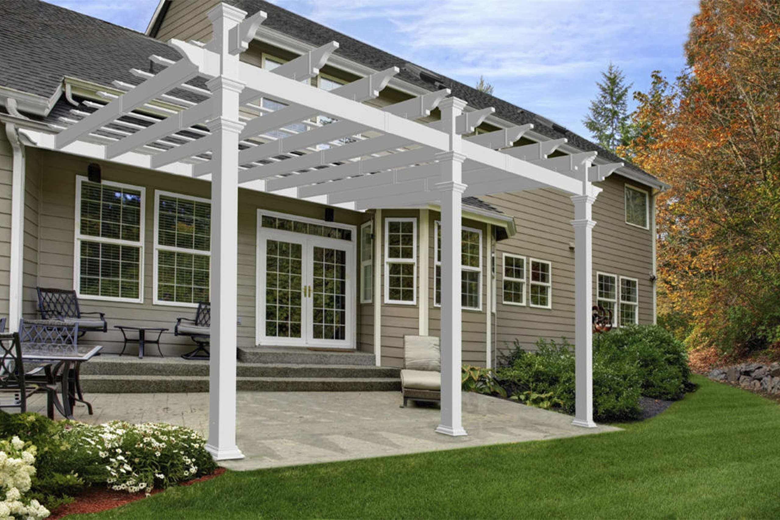 【Home&Garden】Valencia 12' x 16' Attached Vinyl Pergola