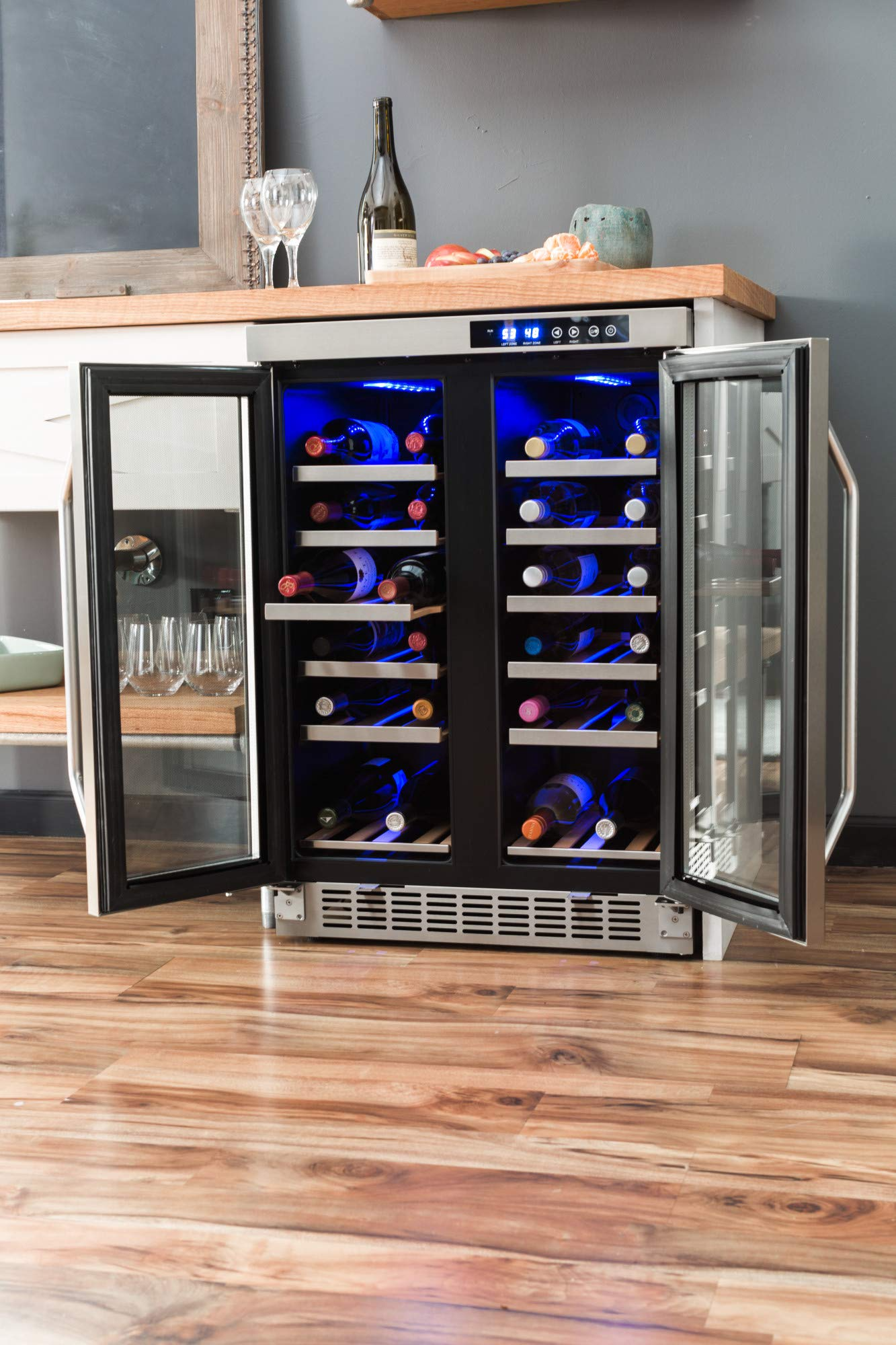 【Appliances】EdgeStar 36 Bottle Built-In Dual Zone French Door Wine Cooler