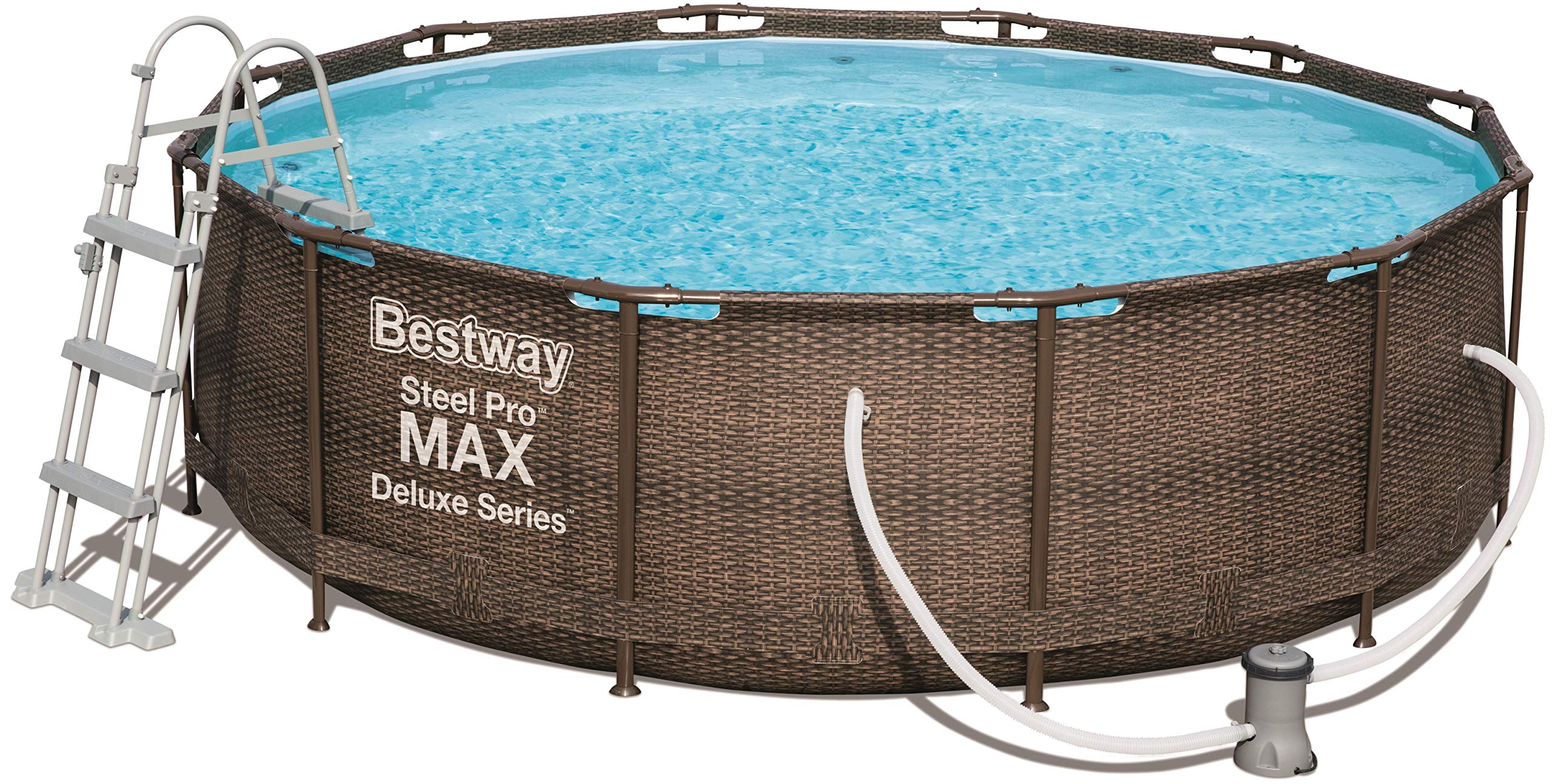 【Sports&Outdoors】Steel Pro Max Swimming Pool, with filter pump, rattan print, 12ft