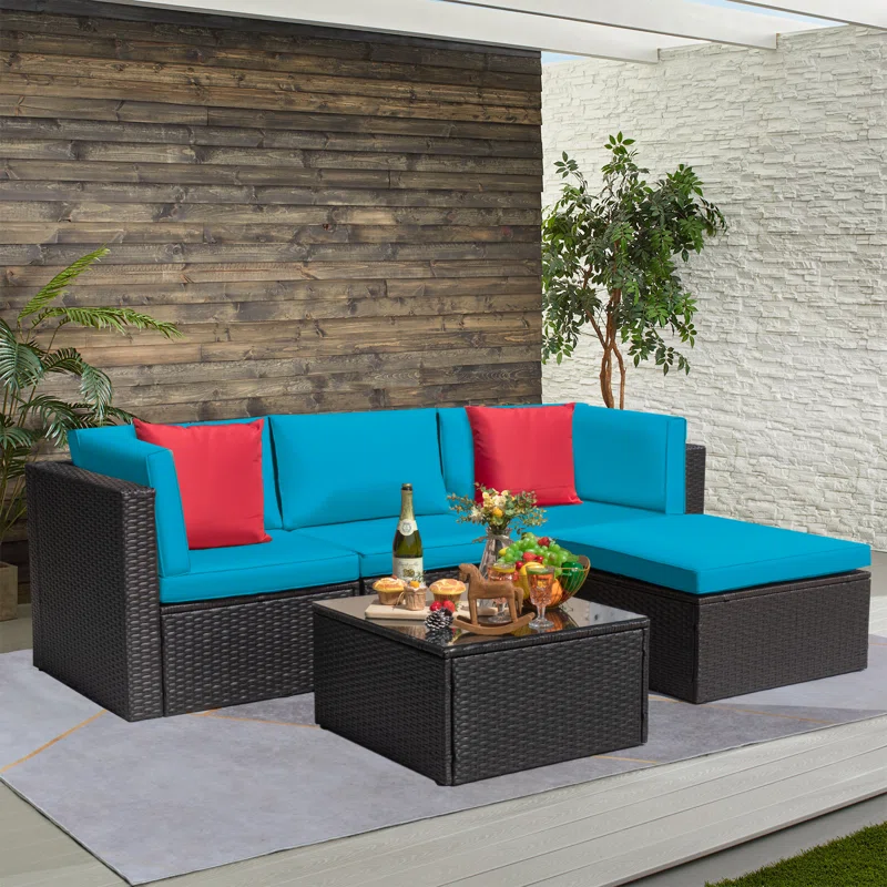 Huang Polyethylene (PE) Wicker 4 - Person Seating Group with Cushions